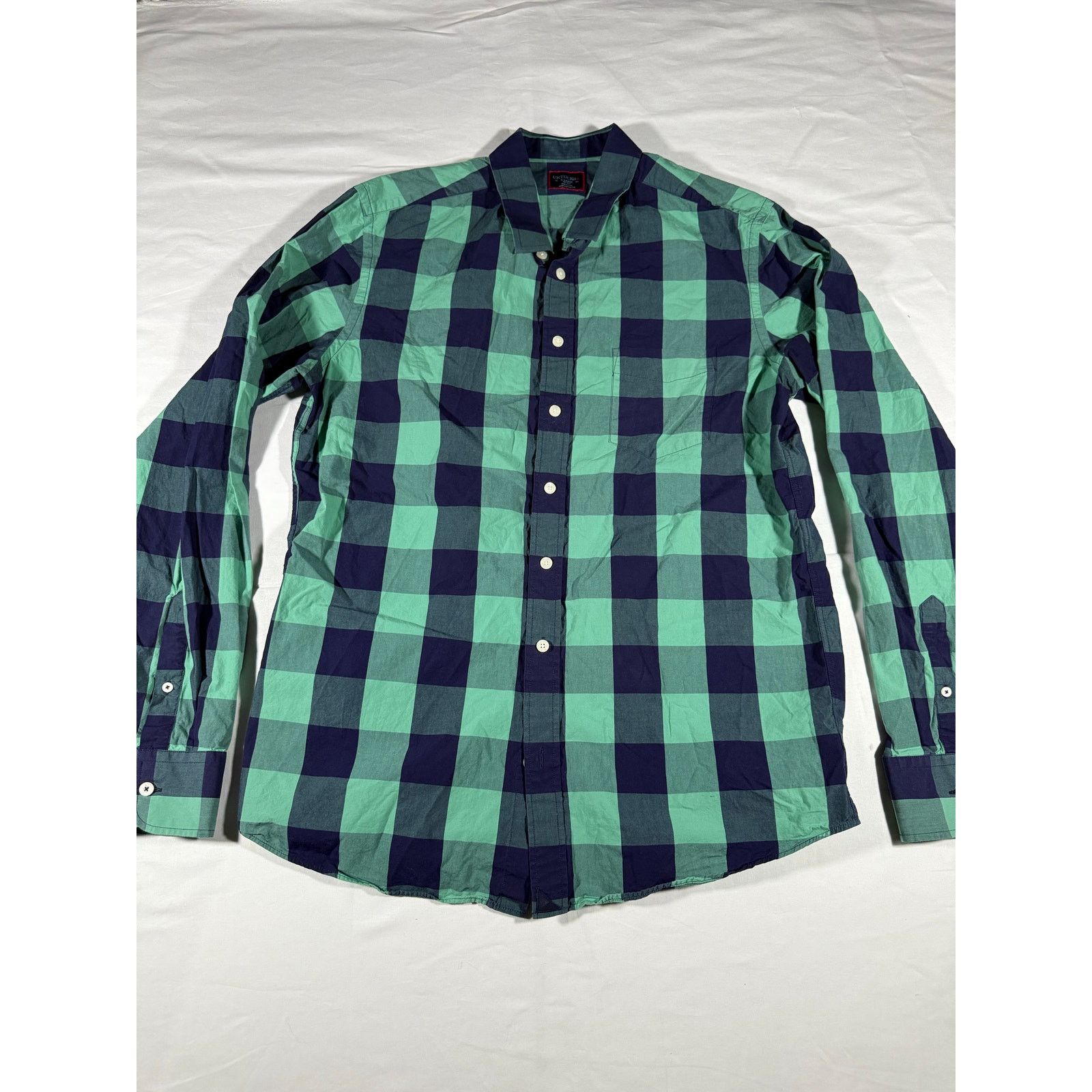 UNTUCKit UNTUCKit Men’s XL Tall Slim Button Down Shirt Green Navy Size US XL / EU 56 / 4 - 1 Thumbnail