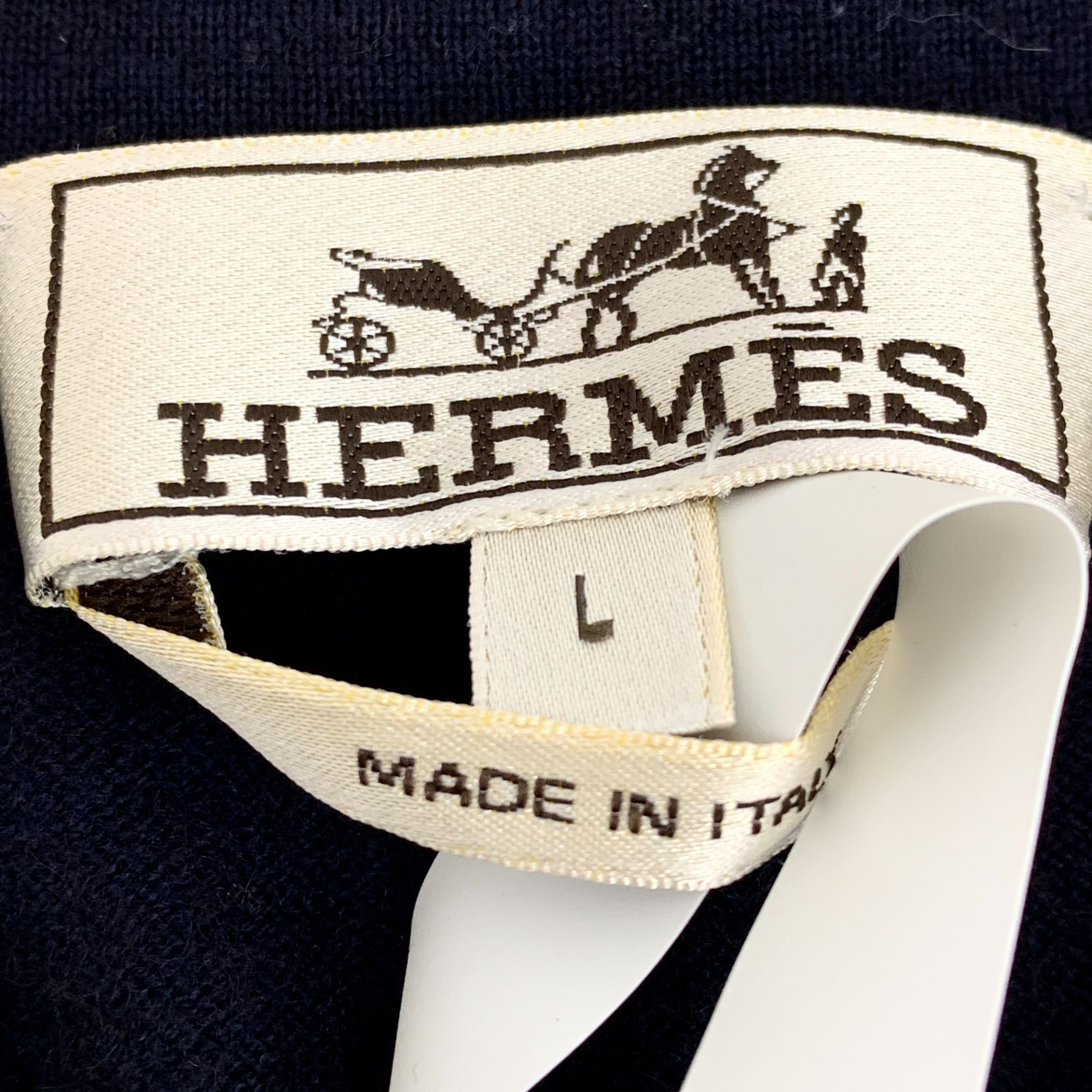 Hermes Hermes Navy Blue Cashmere Cotton Blend Short-Sleeve Knitted Size US L / EU 52-54 / 3 - 2 Thumbnail