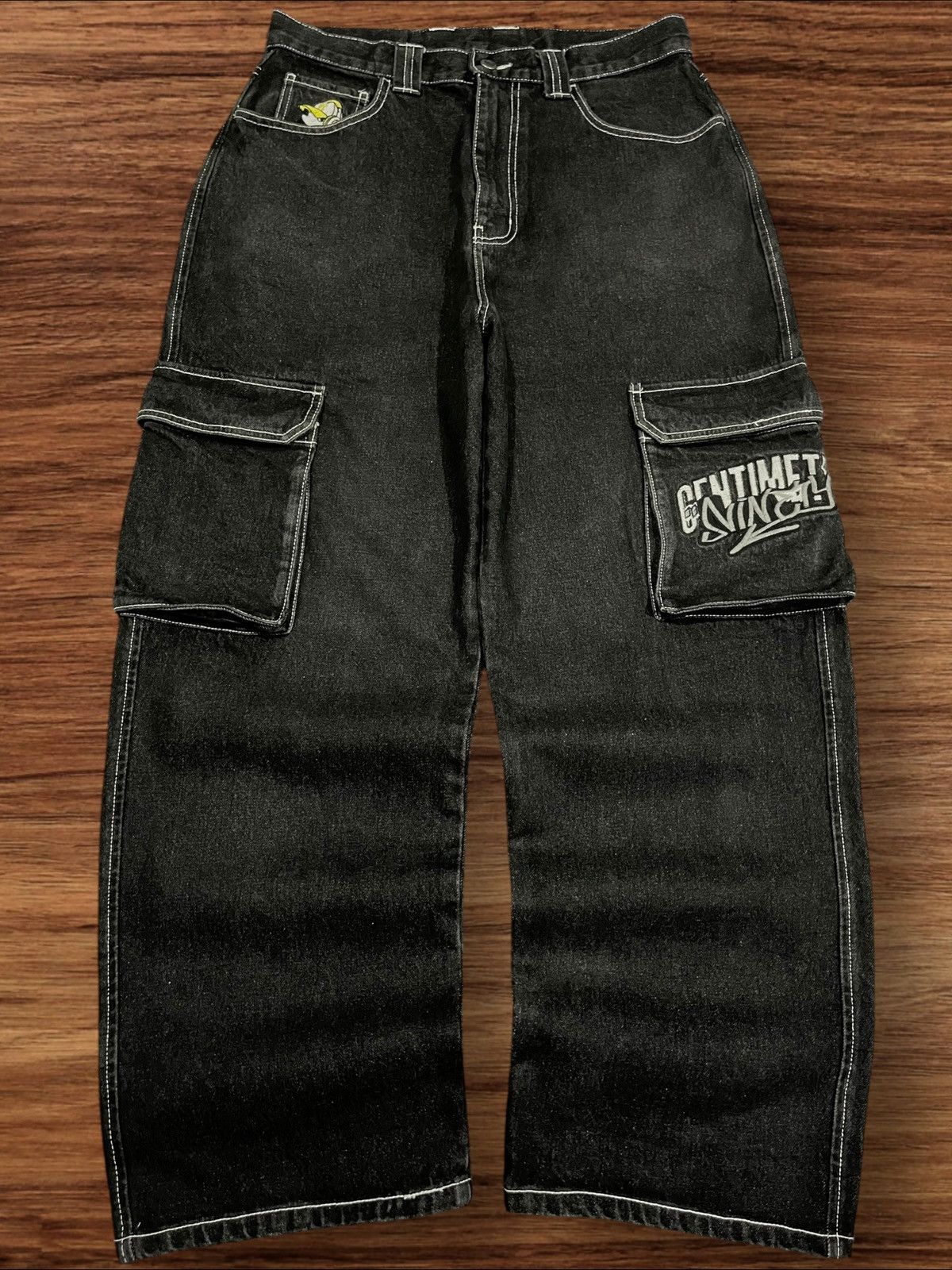 Hypebeast ⚡️High Waist⚡️Y2K Hip Hop Style Embroidered Slogan Baggy Jeans Size US 32 / EU 48 - 1 Thumbnail