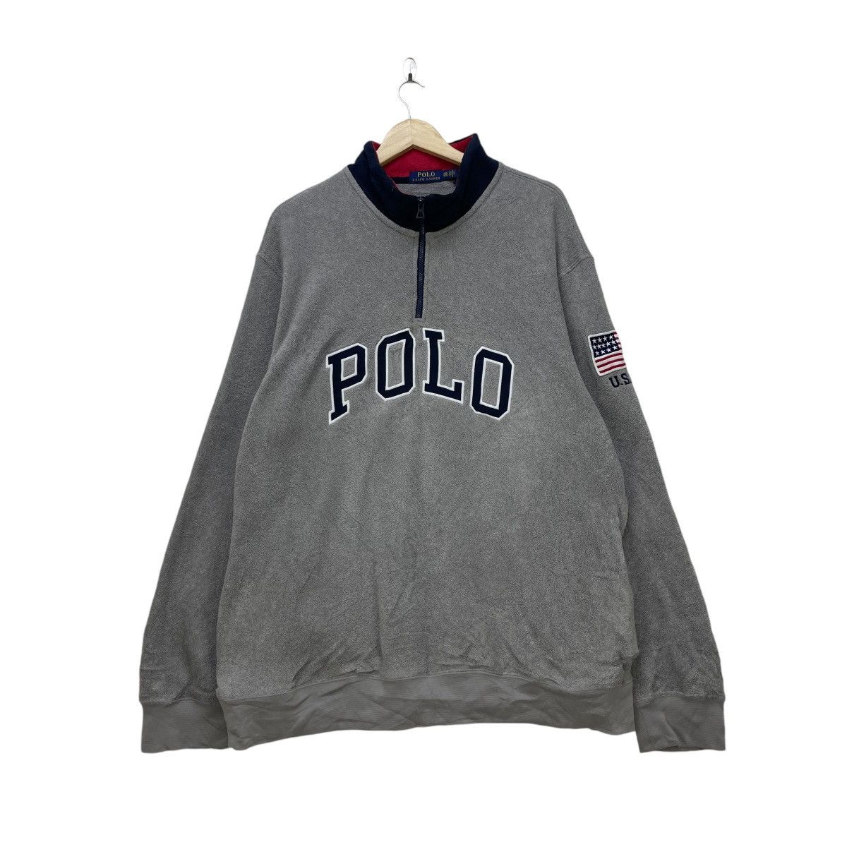 Polo Ralph Lauren 💥Vintage Polo Ralph Lauren Usa Pacth Fleece Pullover Size US XL / EU 56 / 4 - 1 Thumbnail