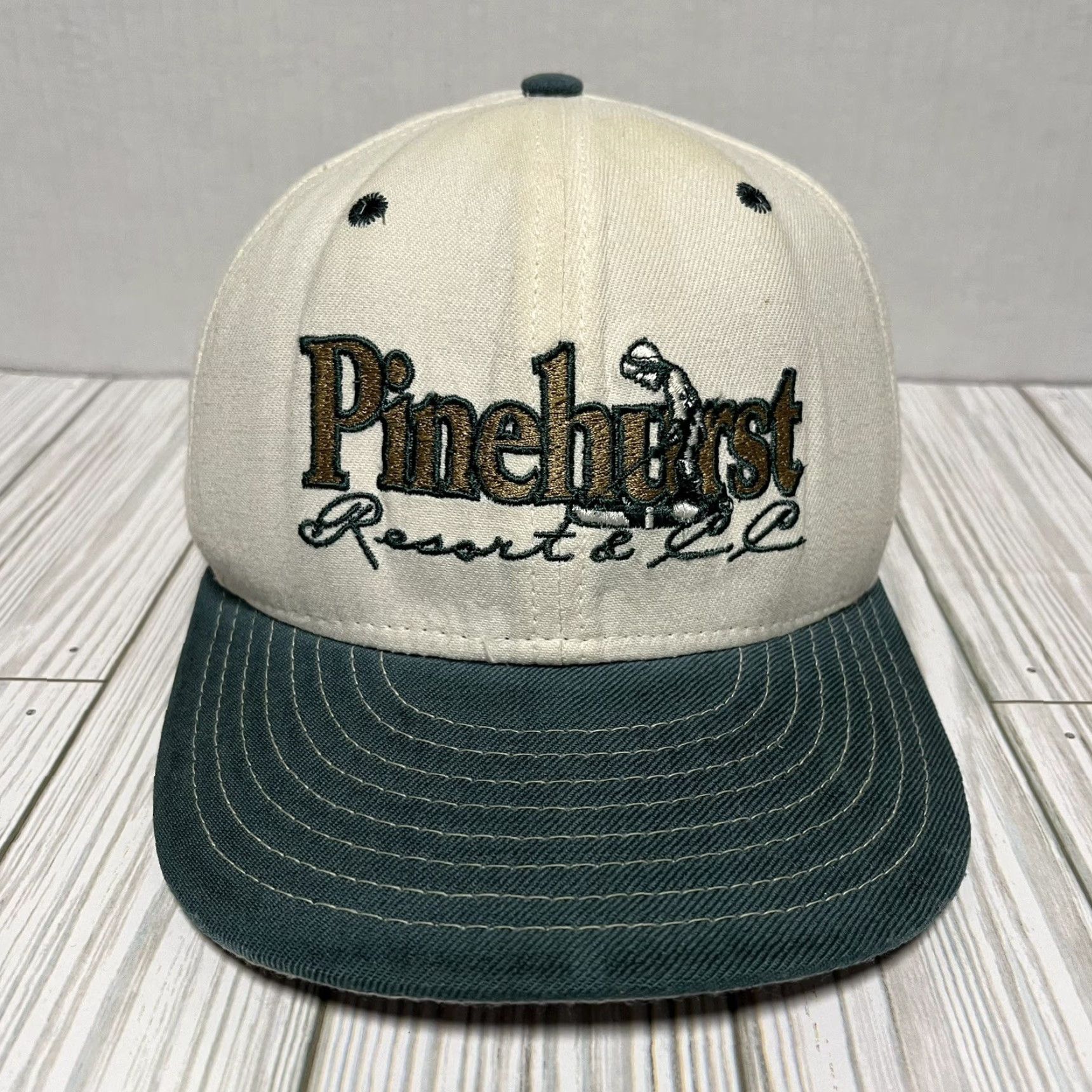 New Era VINTAGE New Era Pinehurst Hat Cap Fitted 7 3/8 59Fifty Golf Hat Mens Green USA 90s Golf Size ONE SIZE - 2 Thumbnail