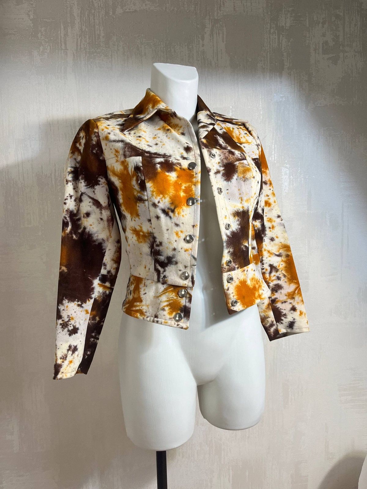 Japanese Brand Vintage Cow Print Acid Wash Denim Mini Skirt & Jacket Set S Size XS / US 0-2 / IT 36-38 - 14 Thumbnail