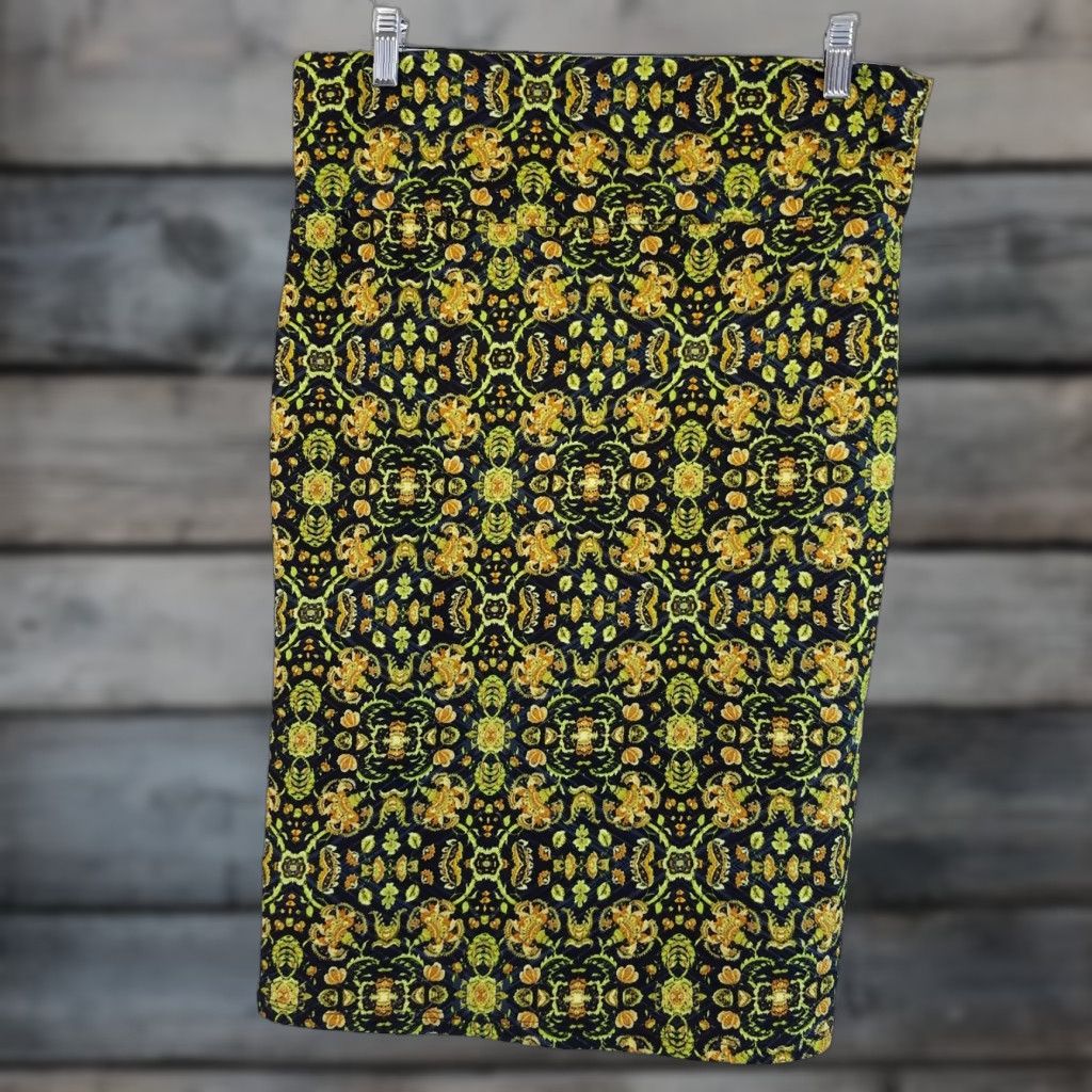 Vintage VINTAGE LuLaRoe Cassie Skirt L Women's Green Floral Pull On Knee Length Size 36" / US 14 / IT 50 - 1 Thumbnail