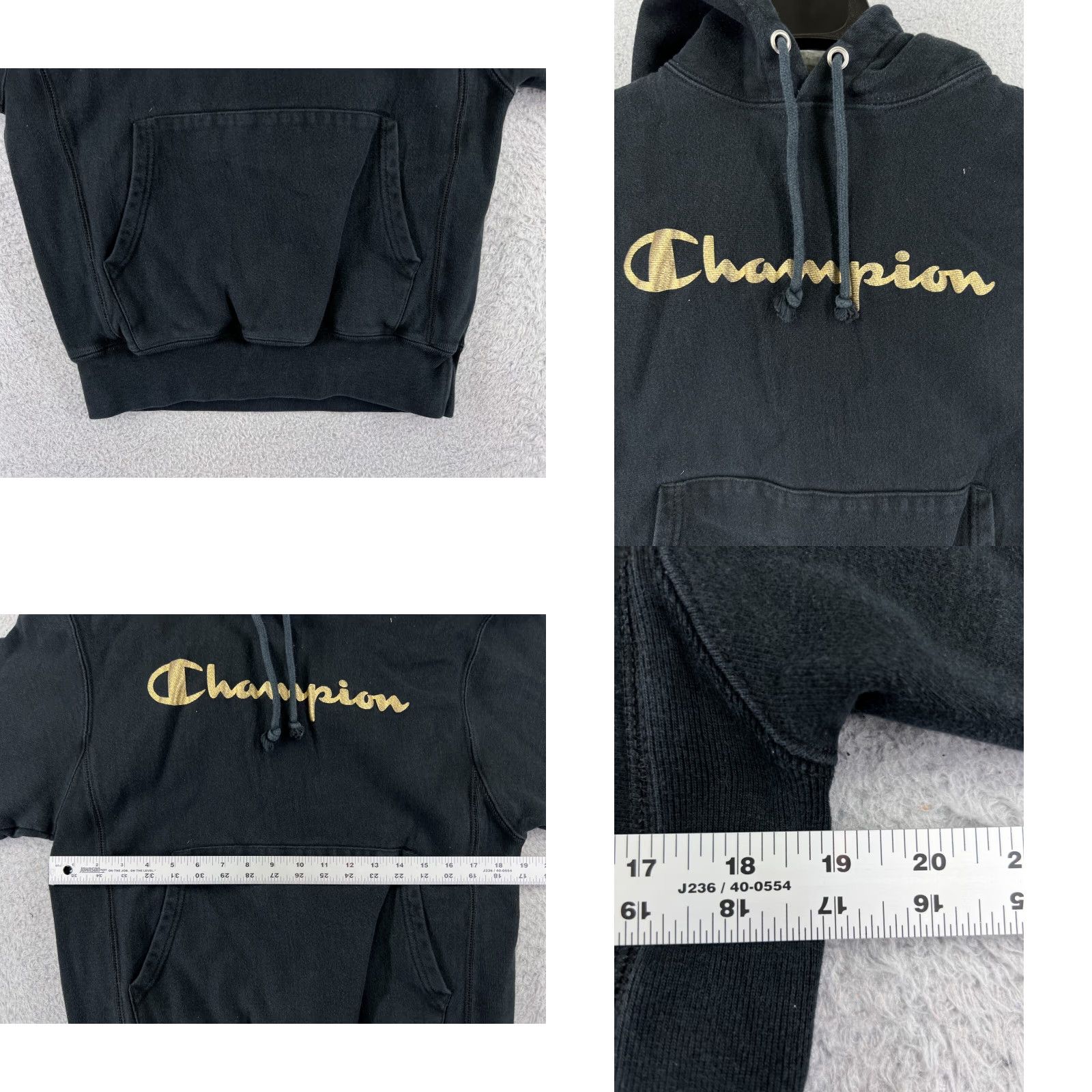 Champion Champion Hoodie Men Adult Small Black Reverse Weave Sweatshirt Logo Pullover Regular Cotton Blend Jersey Knit Size US S / EU 44-46 / 1 - 8 Thumbnail