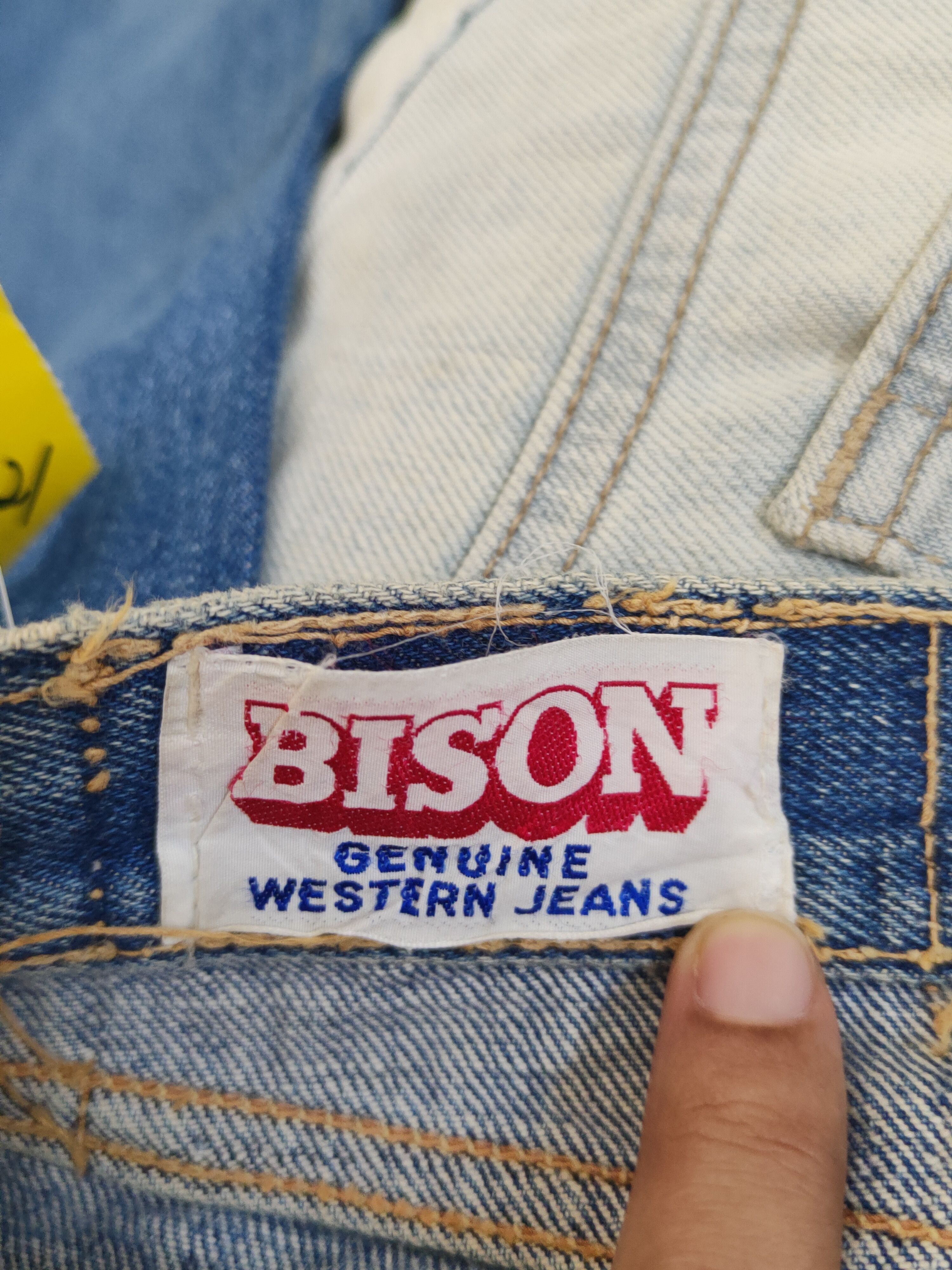 Vintage Bison vintage Blue Distressed Ripped denim Jeans #W1621 Size US 31 - 13 Thumbnail