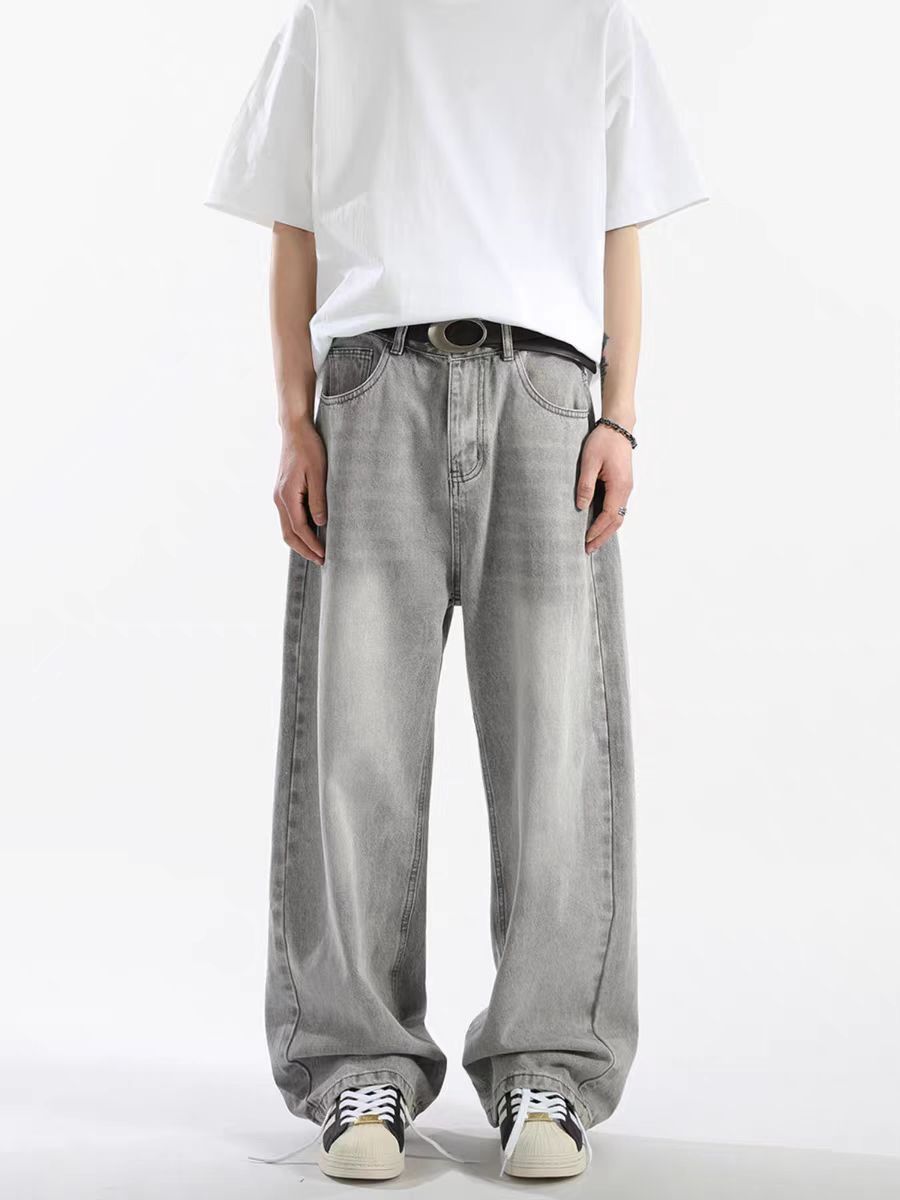 Japanese Brand × Jean Vintage high street washed gray baggy straight leg jeans Size US 30 / EU 46 - 2 Thumbnail