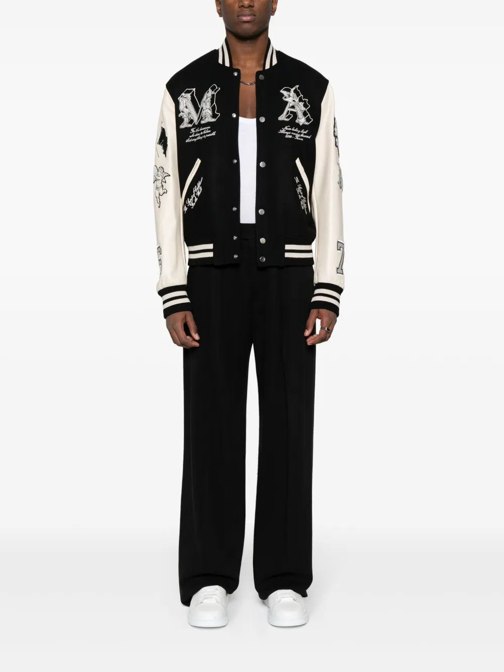 Amiri o1s1wg110525 Angel Varsity Jacket in Black/White Size US XL / EU 56 / 4 - 3 Thumbnail