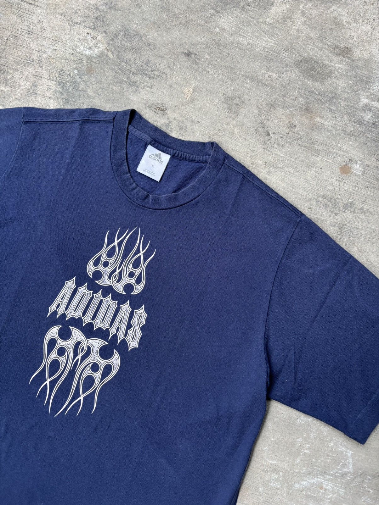 Adidas × Brain Dead Vintage 00’s Adidas Flame Tee Navy Size US XL / EU 56 / 4 - 2 Thumbnail