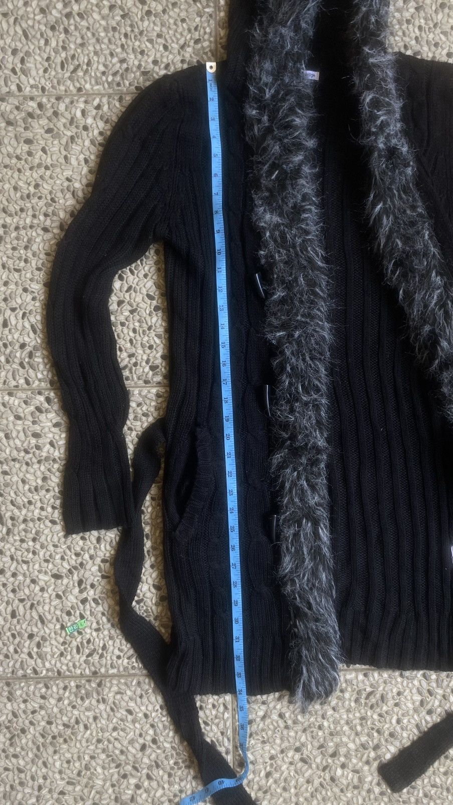 If Six Was Nine Gothic Semantic Design Faux Fur Trim Knit Hooded Cardigan Size US M / EU 48-50 / 2 - 8 Thumbnail