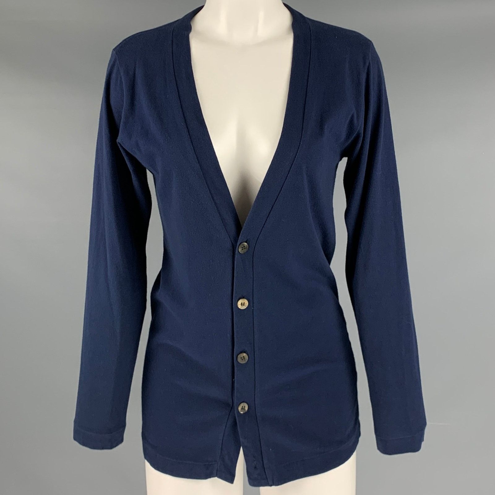 Comme des Garcons COMME des GARCONS Size S Navy Cotton Knit Buttoned Cardigan Size S / US 4 / IT 40 - 1 Thumbnail