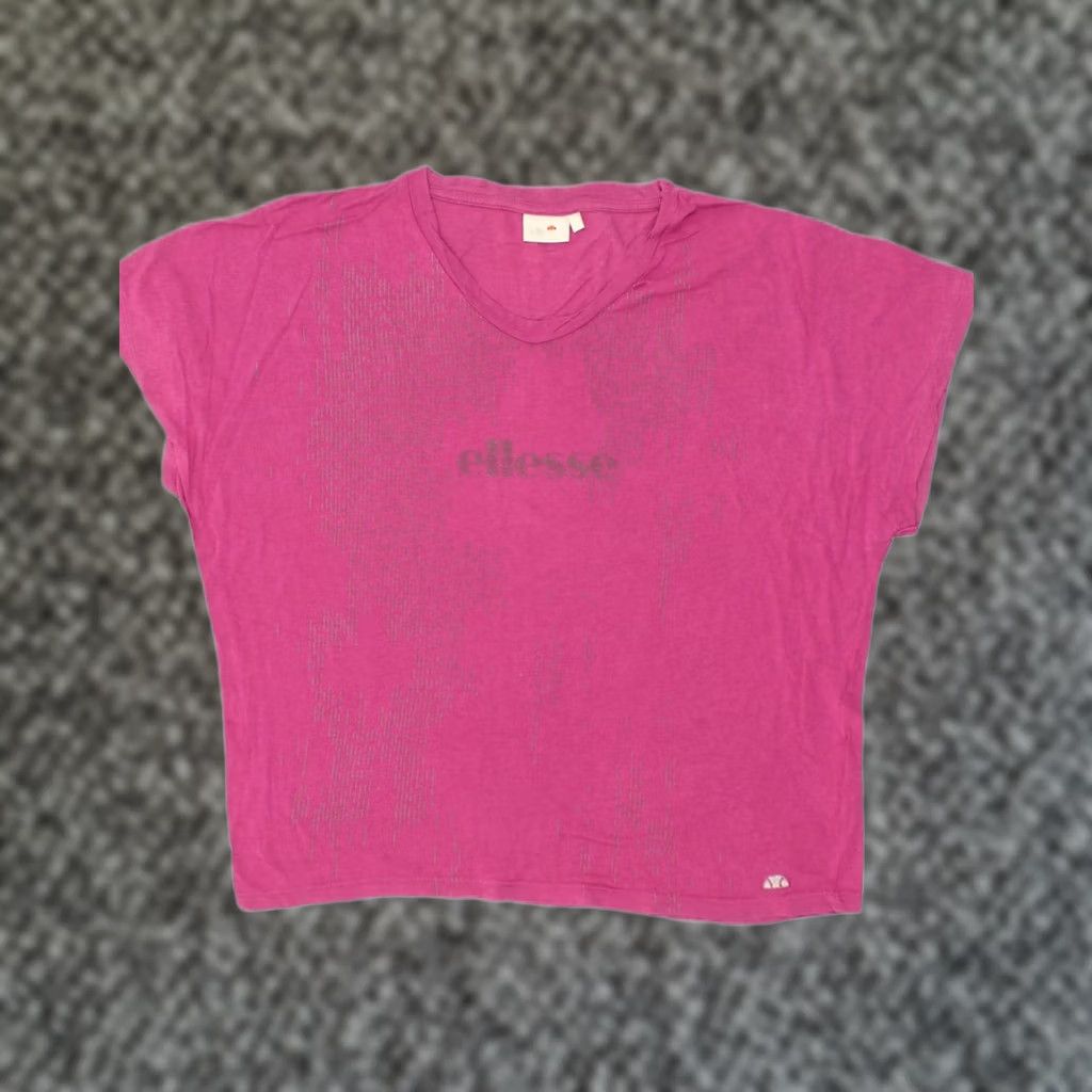 Ellesse ELLESSE T-Shirt Womens Large Pink Cotton Oversized Casual Top UK 14 Size L / US 10 / IT 46 - 1 Thumbnail