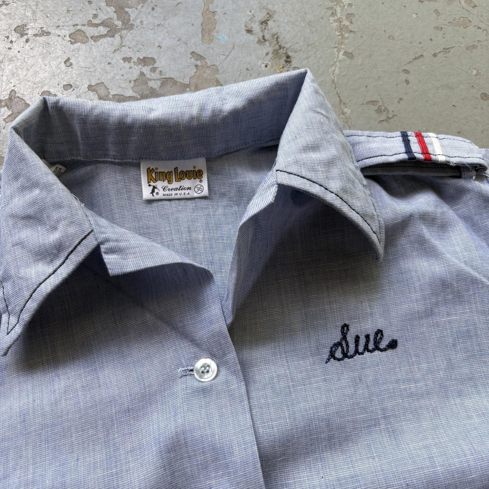 Vintage Vintage 70s King Louie Chambray Flock Aviation Bowling Shirt Size US L / EU 52-54 / 3 - 5 Thumbnail