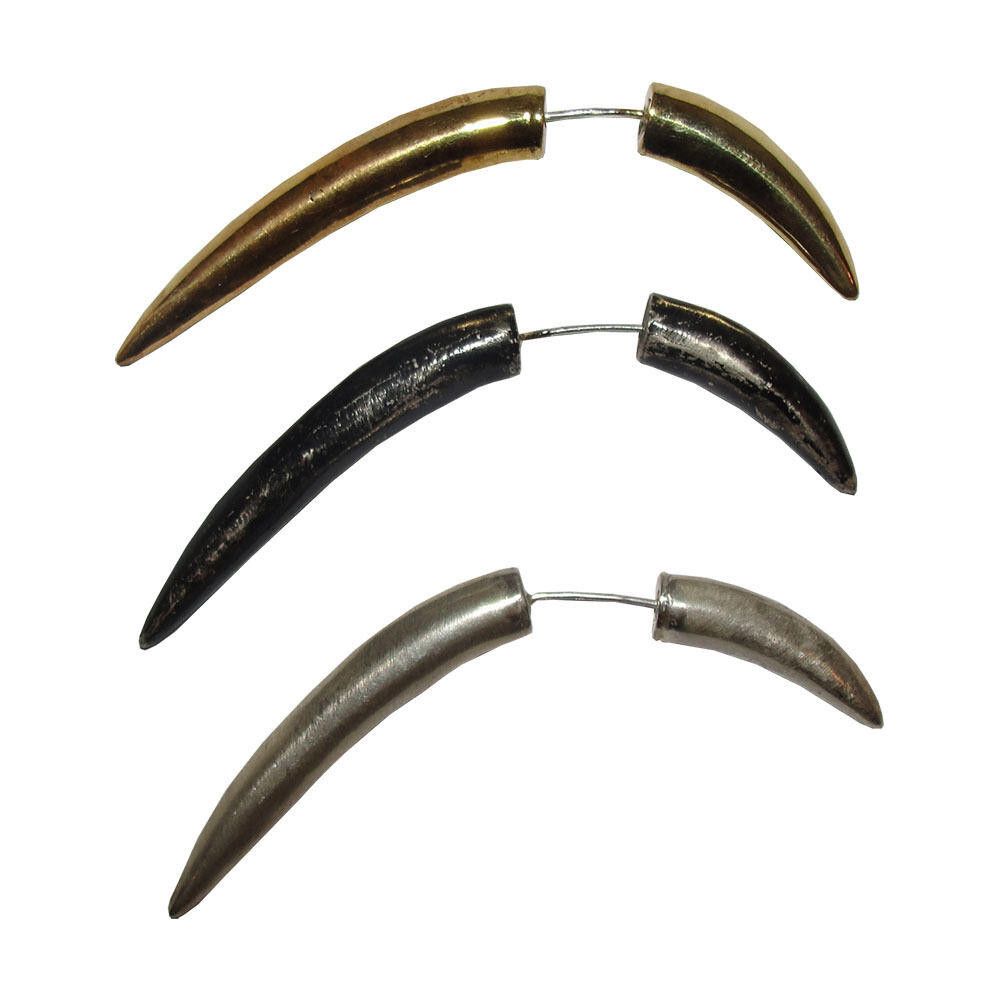 Designer Polished Sterling Silver Tusk Horn Earrings Size ONE SIZE - 3 Thumbnail