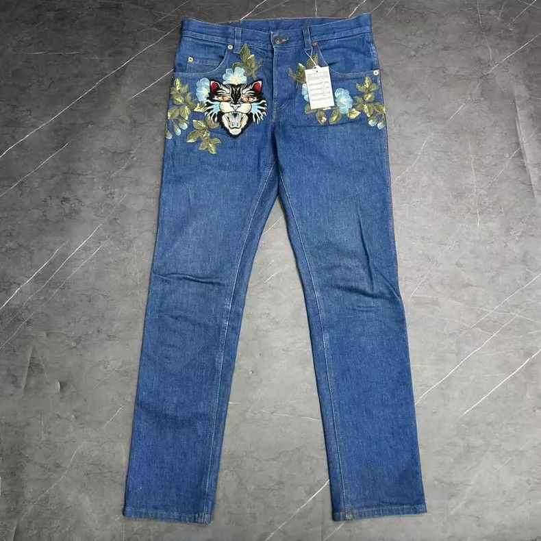 Gucci GUCCI Tiger Head Denim Pants Size 31-dmc Size US 31 - 1 Thumbnail