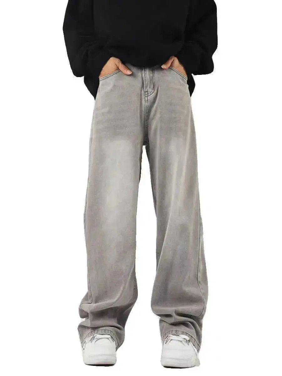 Japanese Brand Retro high street smoke gray baggy jeans Size US 33 - 5 Thumbnail