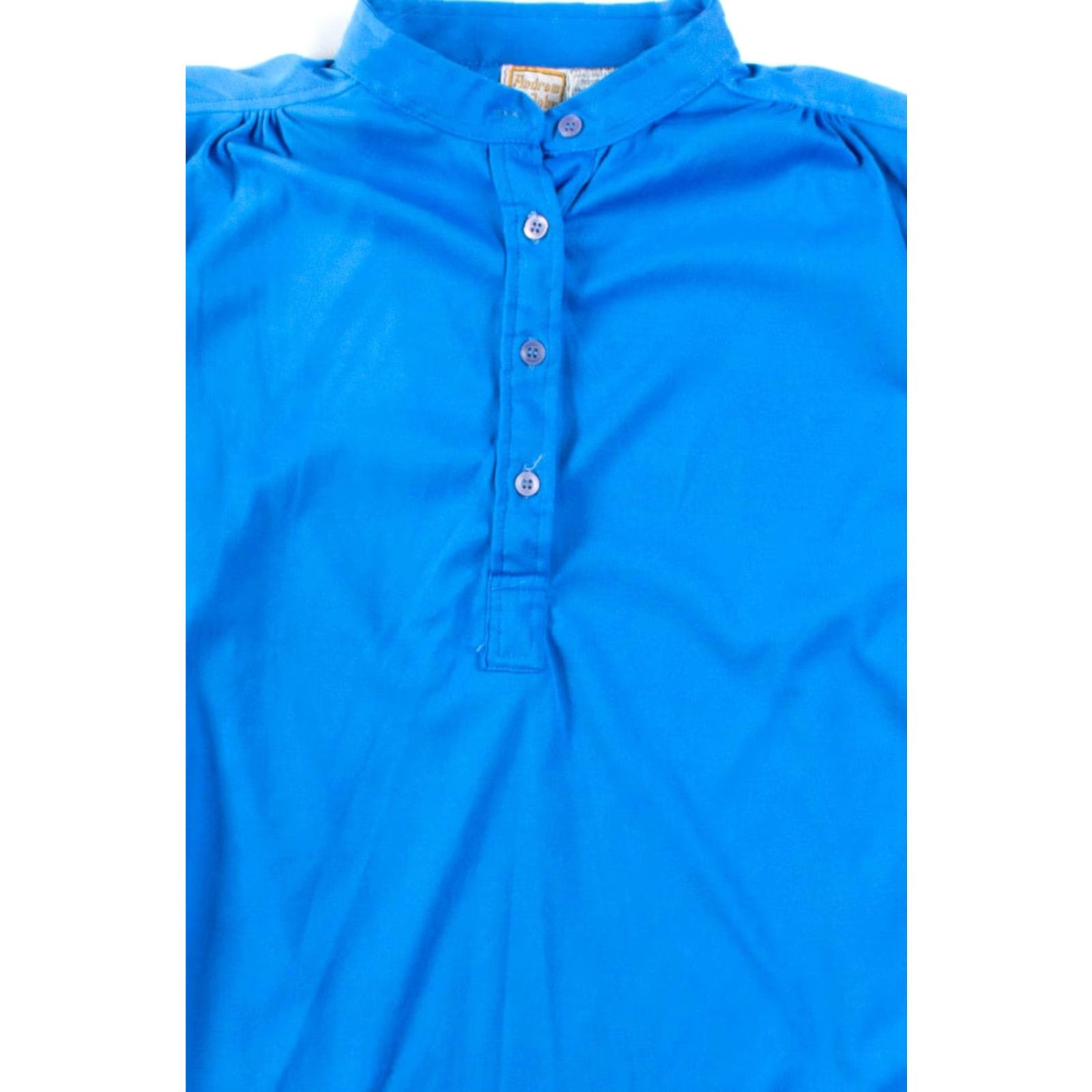 St. John VINTAGE Andrew St. John Blue Blouse Shirt Small Long Sleeve Banded Collar Womens Size S / US 4 / IT 40 - 2 Thumbnail