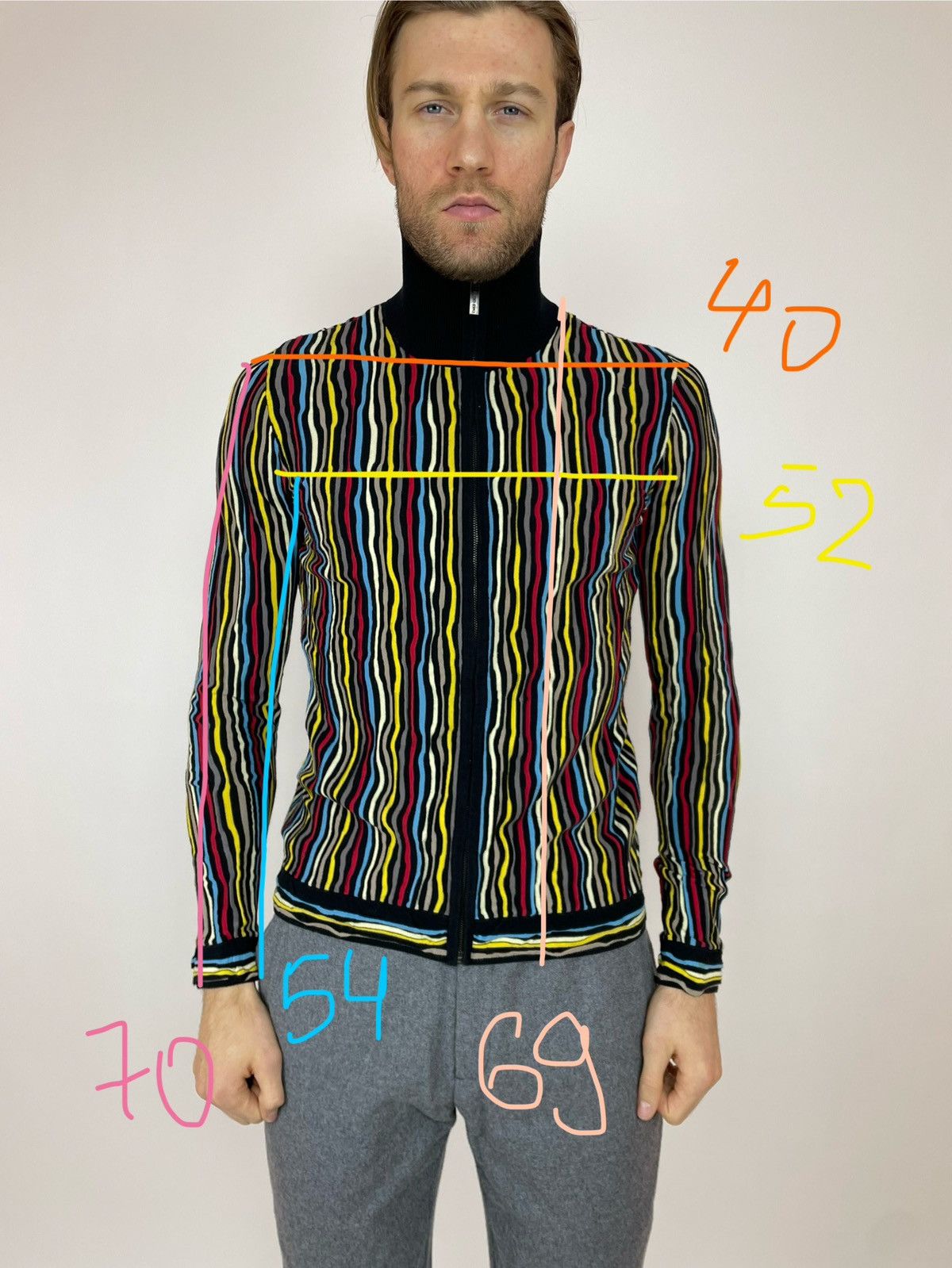 Carlo Colucci × Japanese Brand × Vintage CARLO COLUCCI Striped Multicolour Cardigan sweater coogi Size US M / EU 48-50 / 2 - 15 Thumbnail