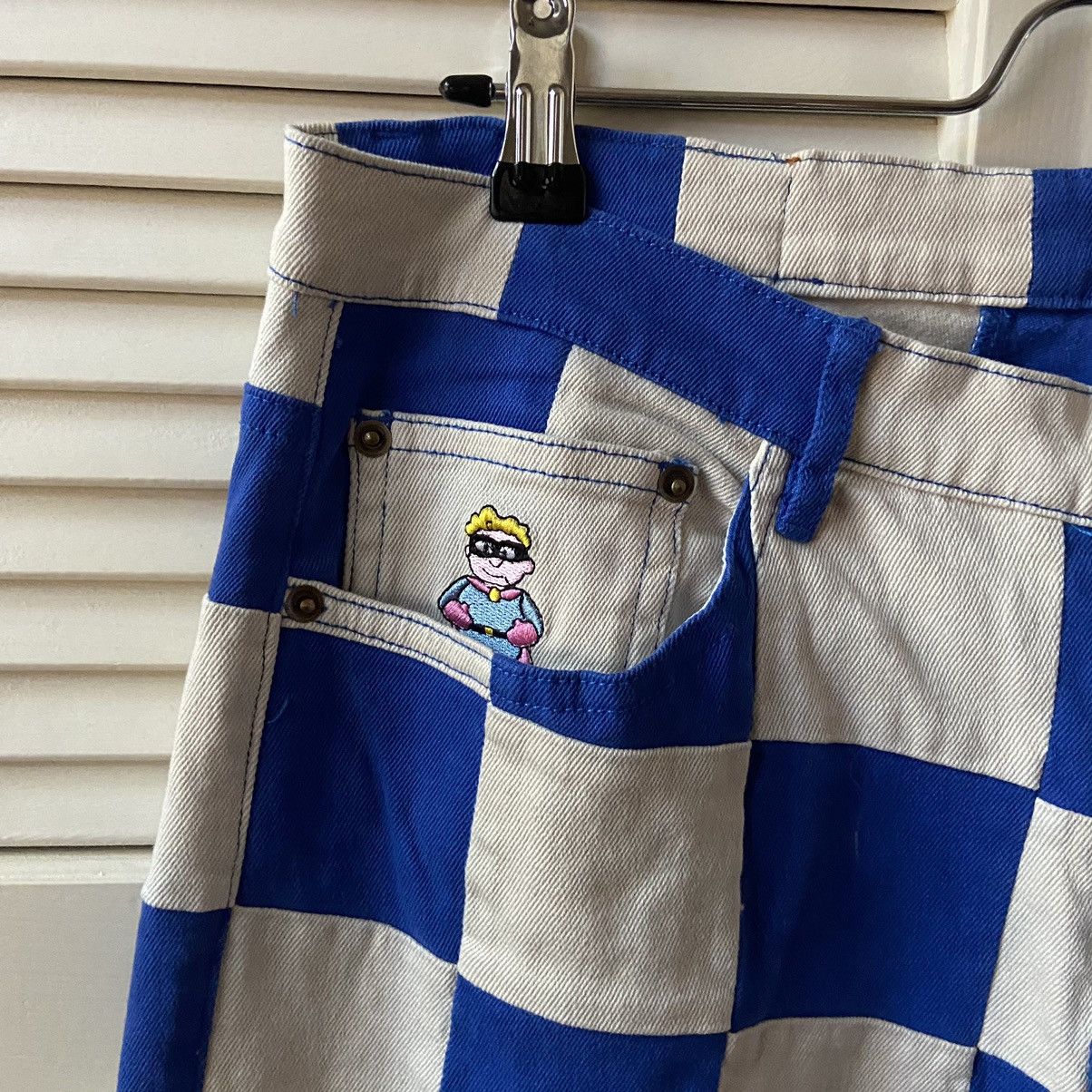 KidSuper Studios Blue White Check Straight Fit Pants Patch