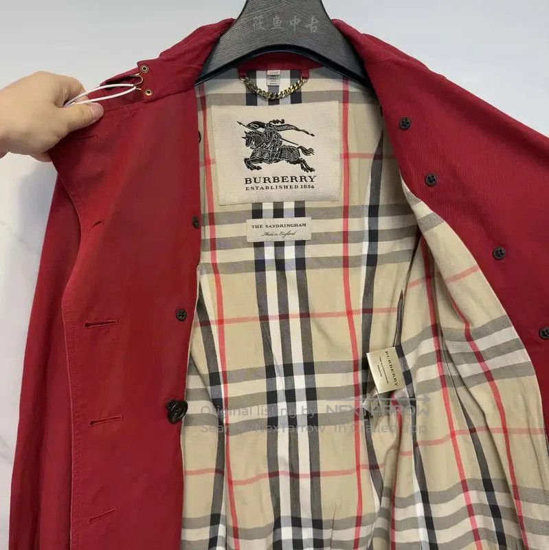 Burberry Burberry Red Cotton Striped Trench Coat. Size S / US 4 / IT 40 - 5 Thumbnail