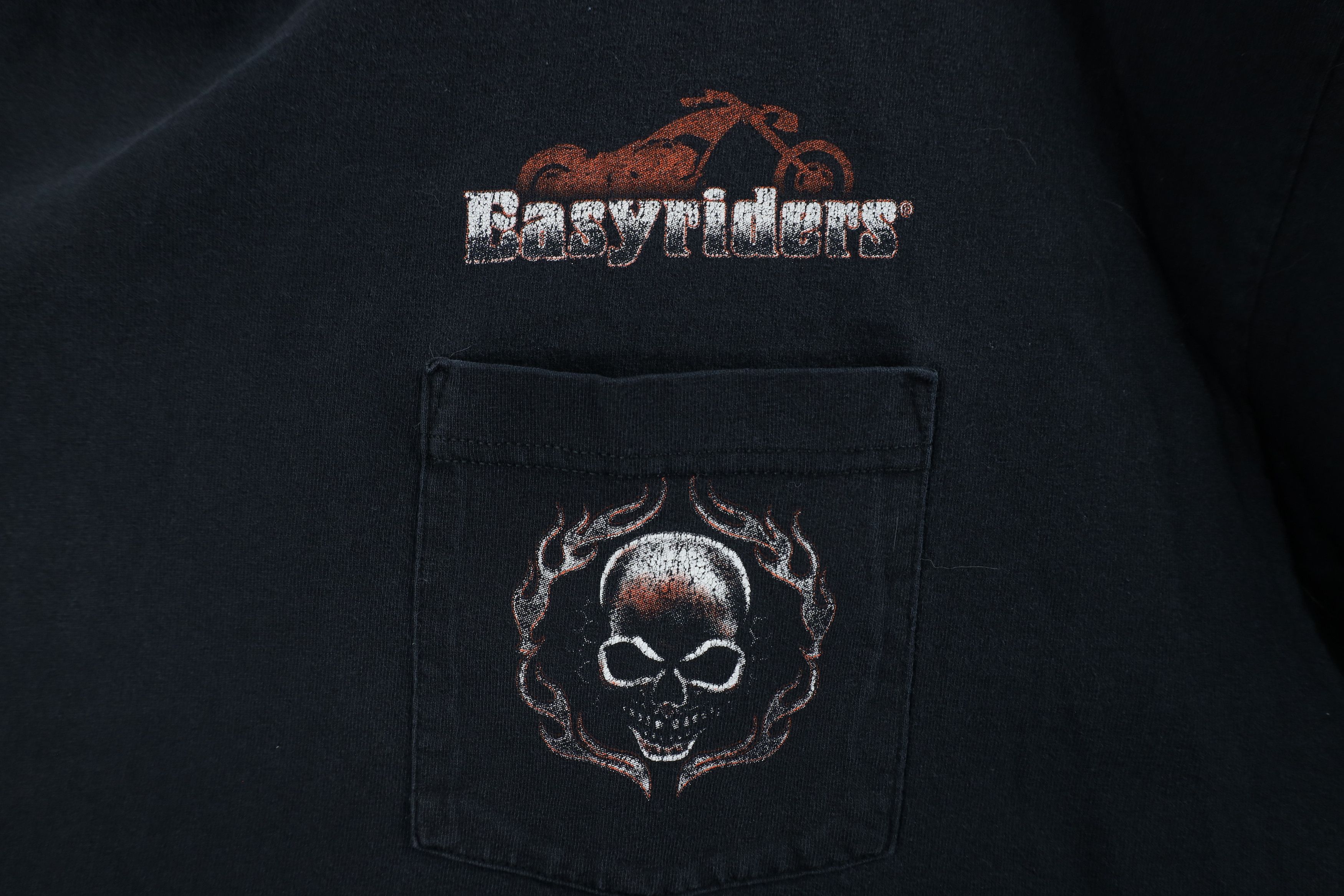 Vintage Vintage 90s Easyriders Motorcycles Fire Flames Skull T-Shirt Size US XXL / EU 58 / 5 - 4 Thumbnail