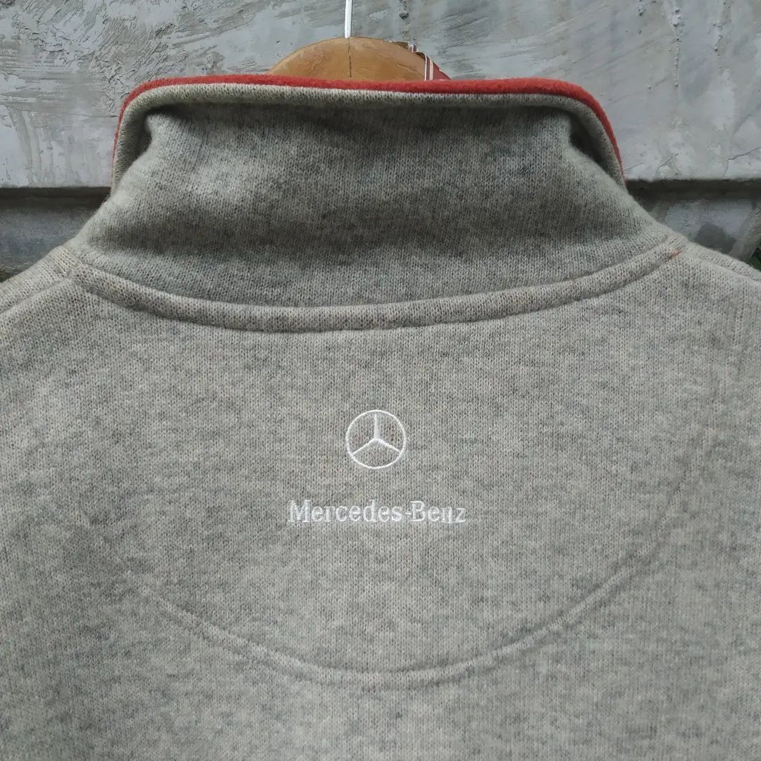 image of Mercedes Benz x Nascar Vintage Mercedes-Benz Collar Sweatshirt Nascar's Racing in Grey (Size Small)