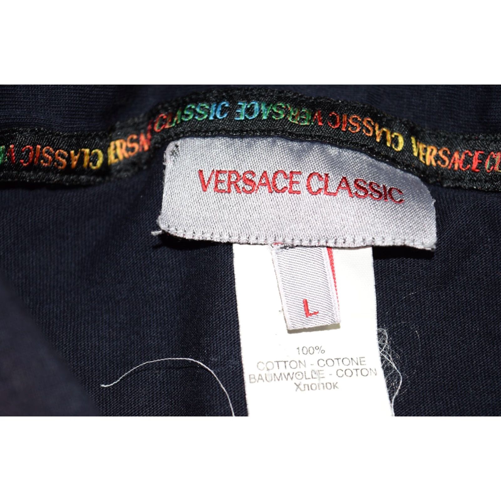 Versace VINTAGE VERSACE CLASSIC 1/4 ZIP POLO SHIRT NAVY BLUE LARGE 100% COTTON 80s 90s MENS Size US L / EU 52-54 / 3 - 5 Thumbnail