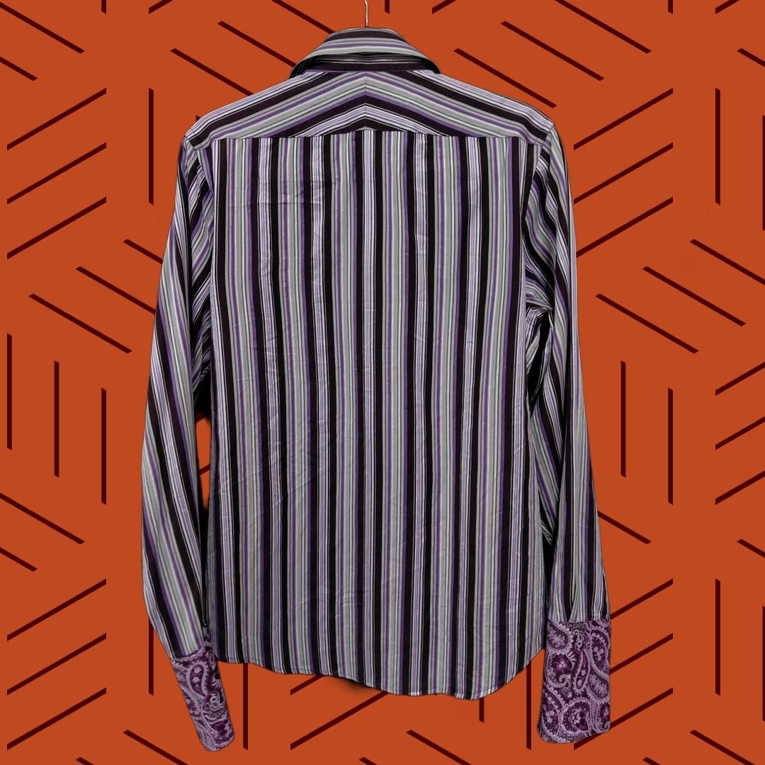 Express Express Design Studio Striped Shirt Purple Size S Mens Long Sleeve Collared Cotton Modern Fit T-Shirt Size US S / EU 44-46 / 1 - 1 Thumbnail