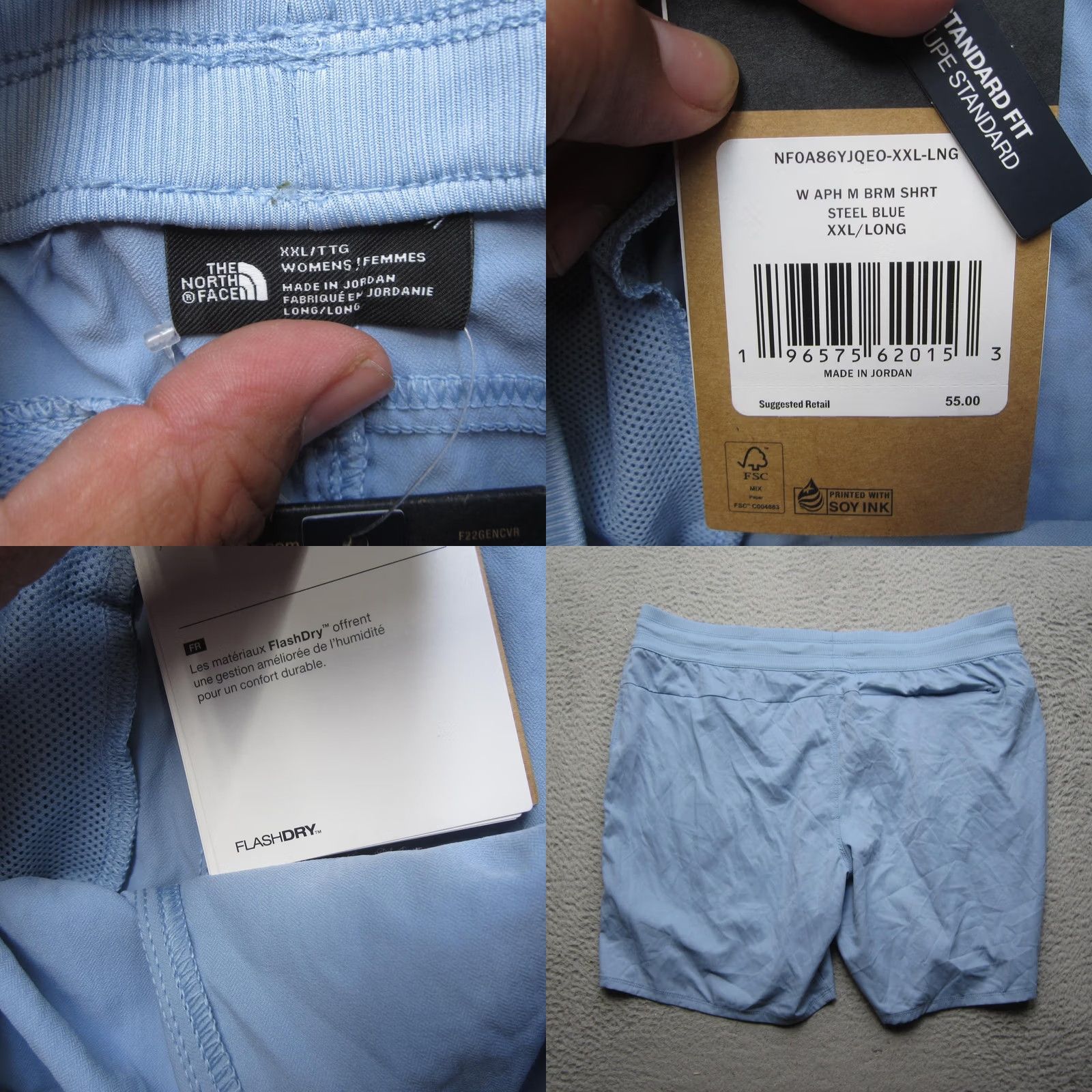 The North Face The North Face Shorts Womens 2XL Tall Blue FlashDry Athletic Gym Running Size 40" / US 18 - 8 Thumbnail