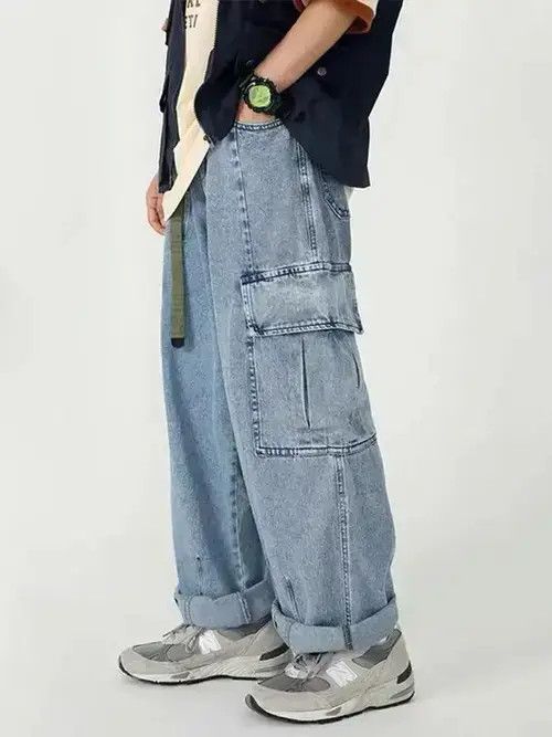 Japanese Brand Baggy Cargo Jeans Trousers Wide Leg Hip Hop Style y2k Size US 36 / EU 52 - 4 Thumbnail
