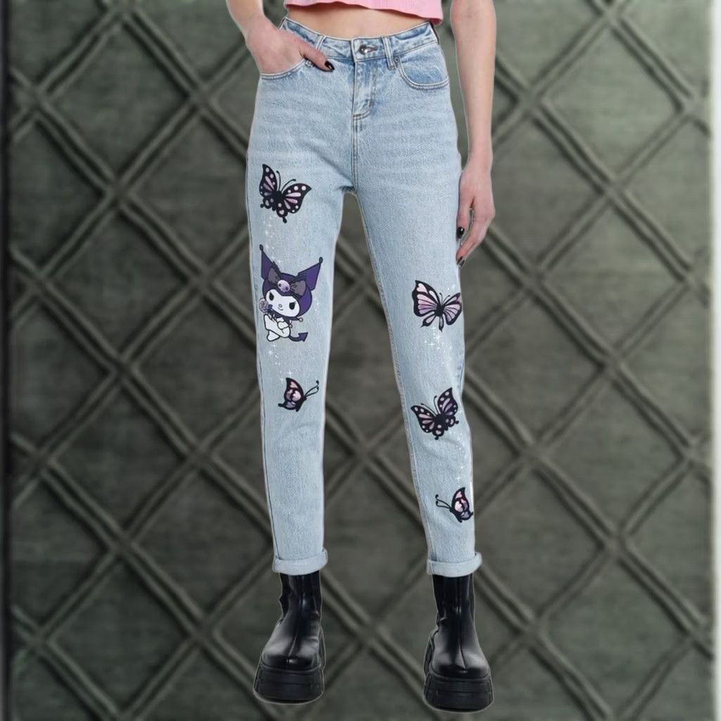 Vintage NWT Hello Kitty x Hot Topic Sanrio Mom Jeans Butterfly Garden 19/2X Women Jeans NWT Sanrio Butterfly Garden 19/2X Women Jeans Size 40" / US 18 - 1 Thumbnail
