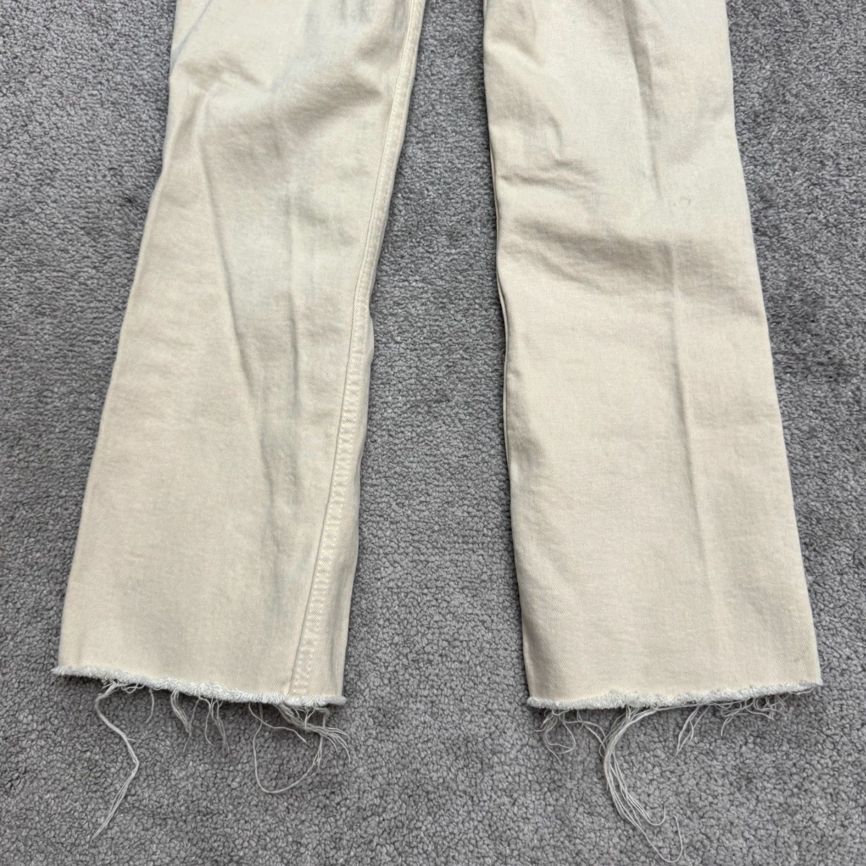 Everlane Zara Jeans Womens 2 Beige High Rise Straight Leg Cropped Ankle Denim Raw Hem Size 27" / US 4 / IT 40 - 5 Thumbnail