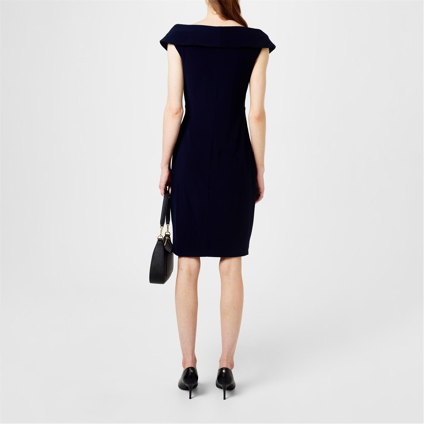 Lauren Ralph Lauren o1g2r1mq0825 Jersey Off-the-Shoulder Cocktail Dress Navy Size M / US 6-8 / IT 42-44 - 4 Thumbnail