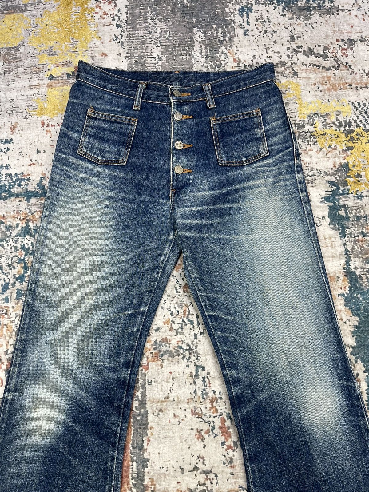 Wrangler Vtg 90s Wrangler Patch Pocket Boot Cut Flared Jeans Size 30" / US 8 / IT 44 - 4 Thumbnail