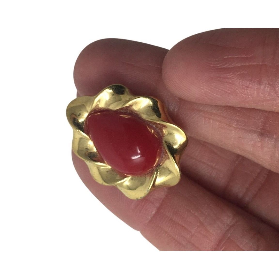 Monet Women's Monet Red and Gold tone Clip On Earrings Size ONE SIZE - 2 Thumbnail