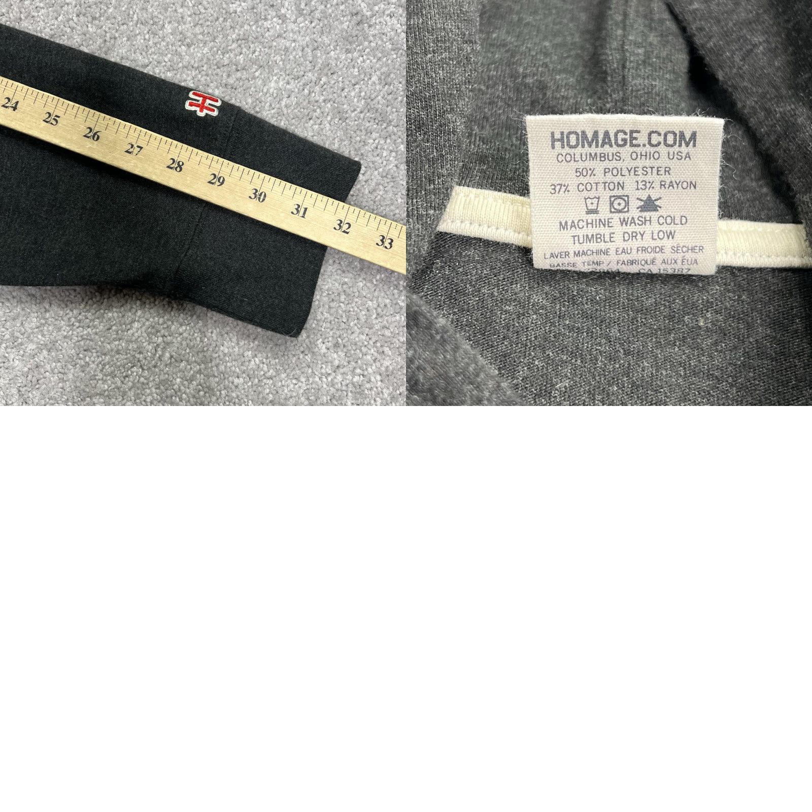 Vintage Homage Hoodie Mens XL Pullover Hooded Shirt Long Sleeve Dark Gray Tri Blend Crew Neck Budget? Size US XL / EU 56 / 4 - 9 Thumbnail