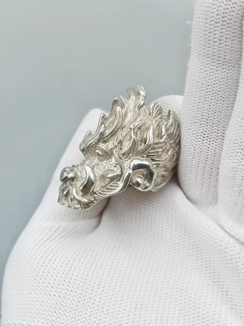 VIBE Chrome Dragon Silver Ring Vintage Rings🔥🔥🔥 Size ONE SIZE - 1 Thumbnail