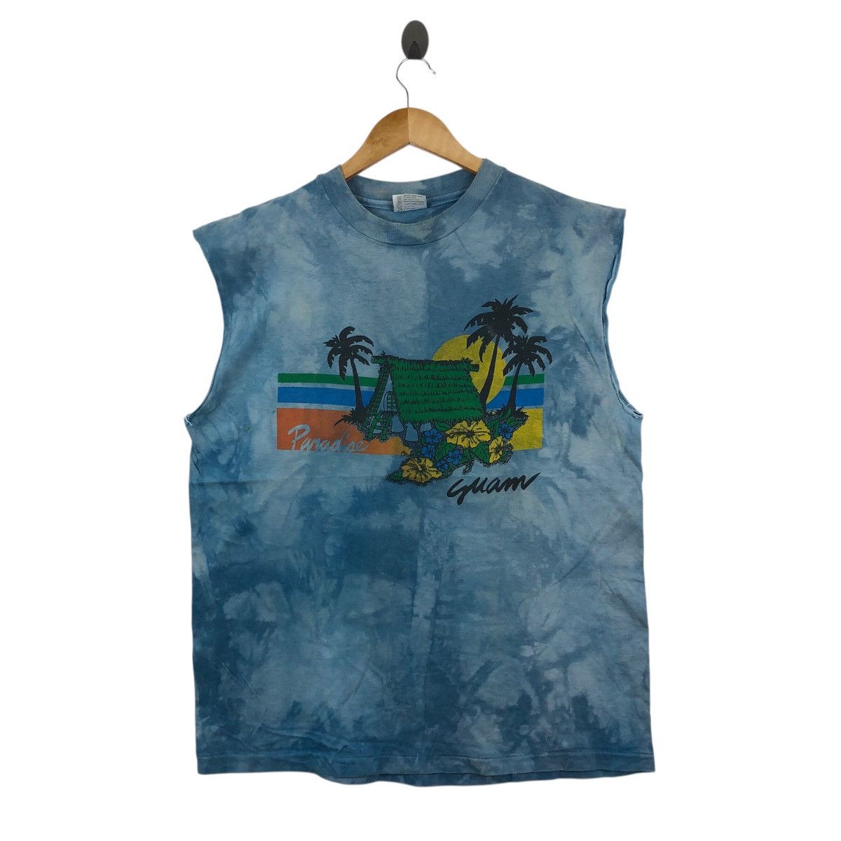Vintage Vintage 90s Guam Hawaii Sleeveless T Shirt Tye Dye Size US XL / EU 56 / 4 - 1 Thumbnail