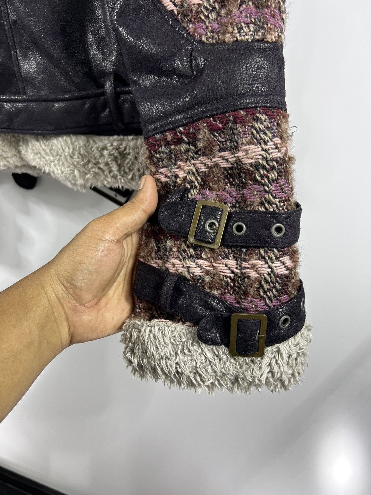 Desigual 🔥 CROPED 🔥 B-3 style Tweed Heavy Jacket Size S / US 4 / IT 40 - 13 Thumbnail