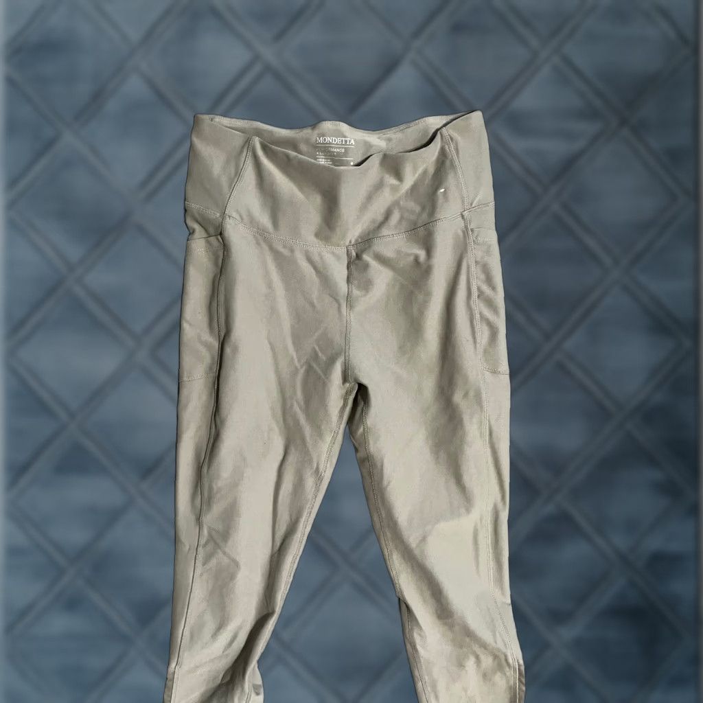 Vintage Mondetta Leggings Womens Medium Beige Polyester Spandex Regular Comfort Casual Size 32" / US 10 / IT 46 - 1 Thumbnail