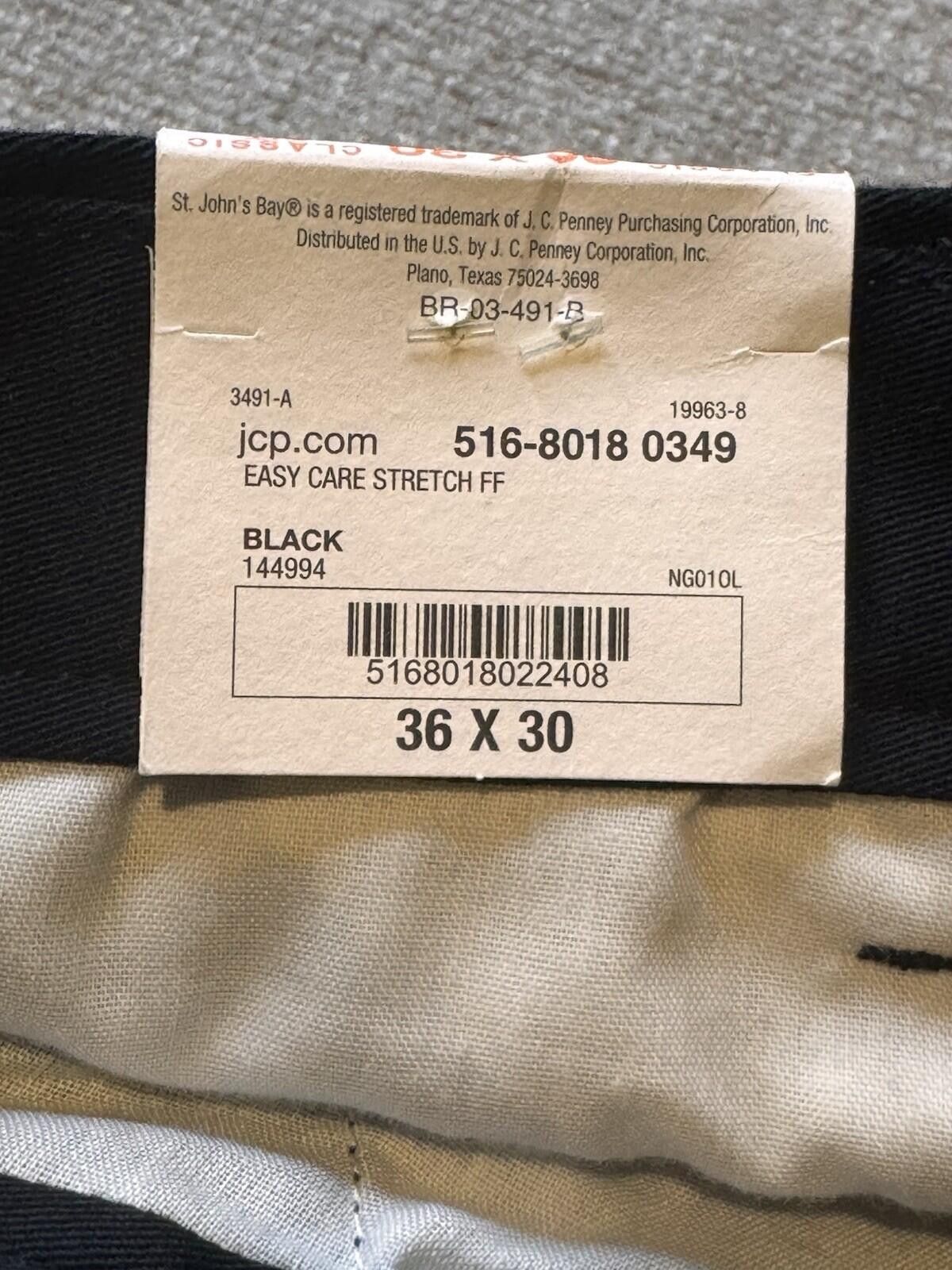 St. Johns Bay St. John's Bay Men's W36 x L30 Black Flat Front Chino [717] Size US 36 / EU 52 - 5 Thumbnail
