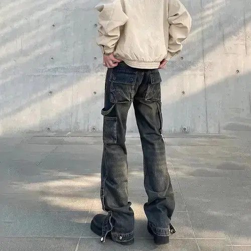 Japanese Brand Y2k Flared Trousers Vintage Multi-pocket High Street Denim Size US 32 / EU 48 - 2 Thumbnail