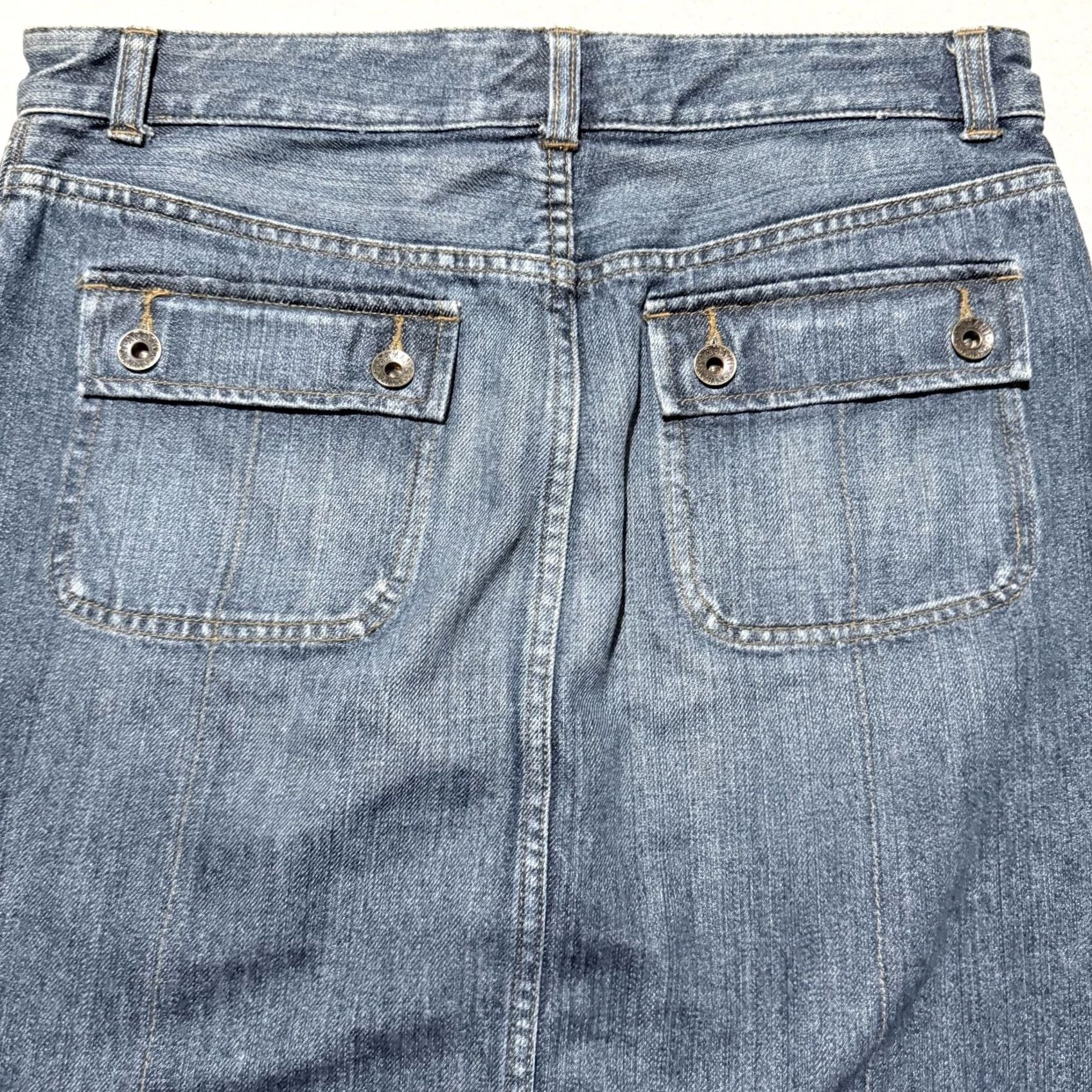 Armani Exchange Armani Exchange Skirt Blue Women Midi Pencil Slit Front Zipper - 6 Denim Cotton Blend Vintage - City Preppy, Fall Spring Summer Size 28" / US 6 / IT 42 - 5 Thumbnail