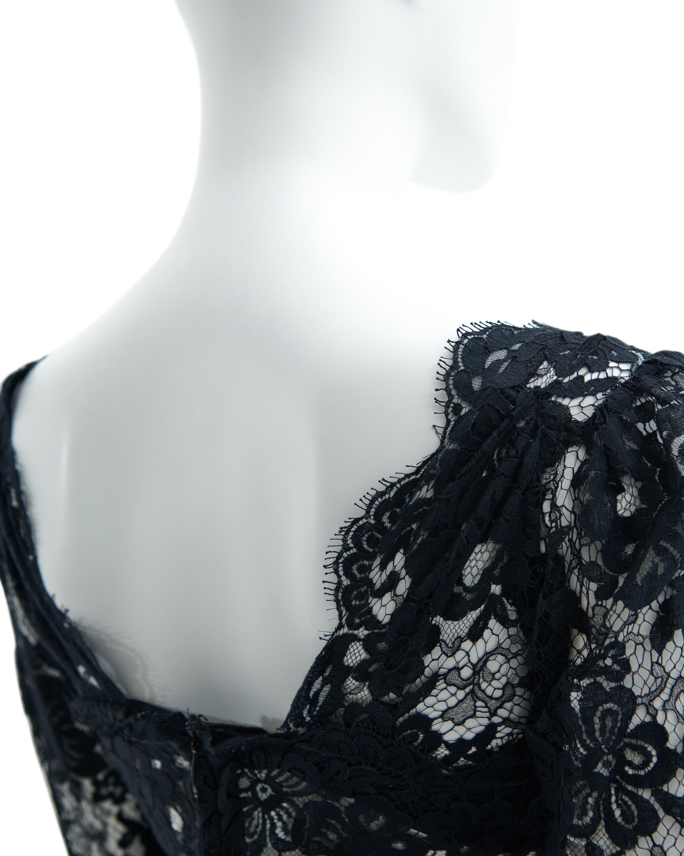 Dolce & Gabbana F/W 2001 Black lace slip dress with attached bra Size S / US 4 / IT 40 - 10 Thumbnail