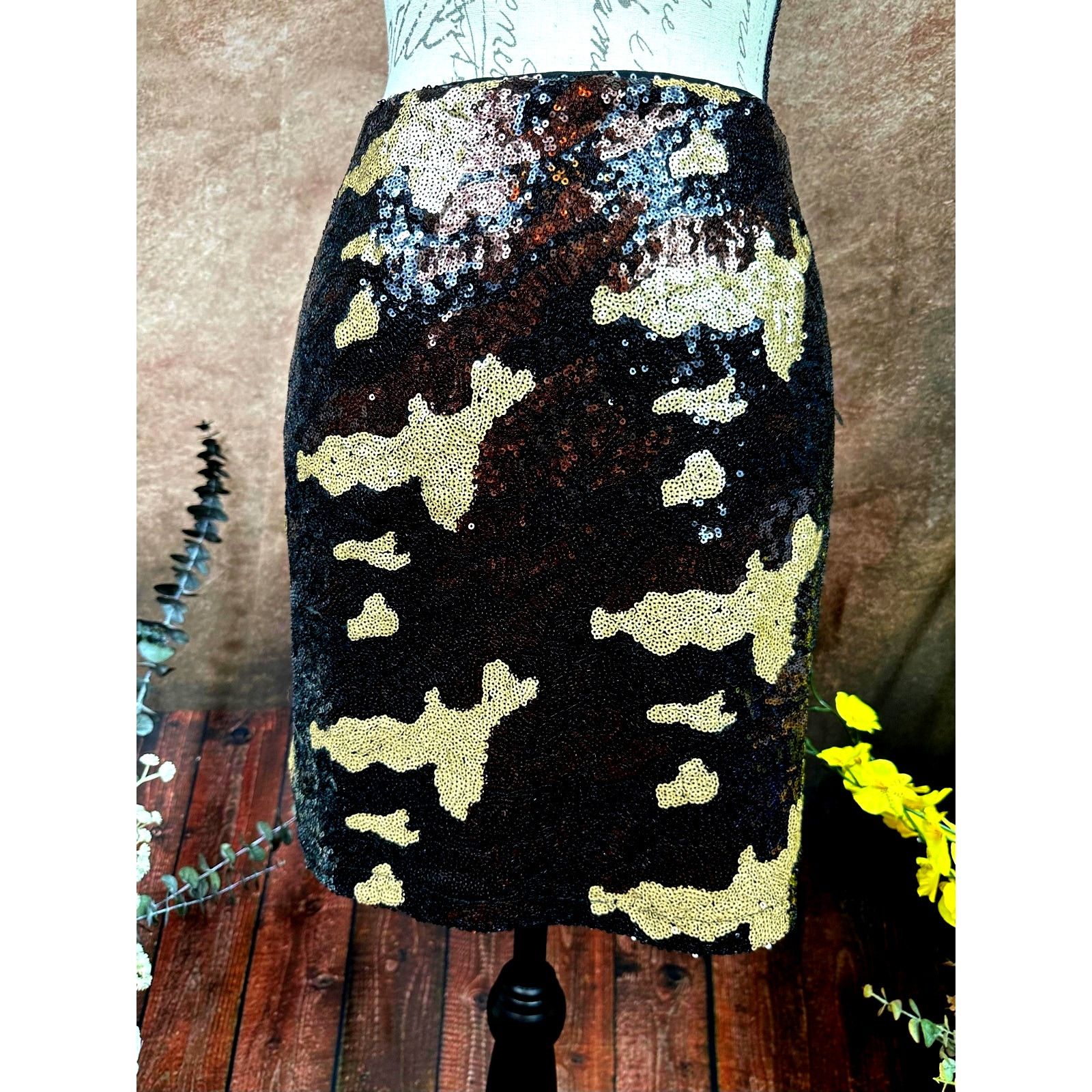 Other 382 Sequined Camouflage Mini Skirt - Brown Multi - size S Size 28" / US 6 / IT 42 - 8 Thumbnail