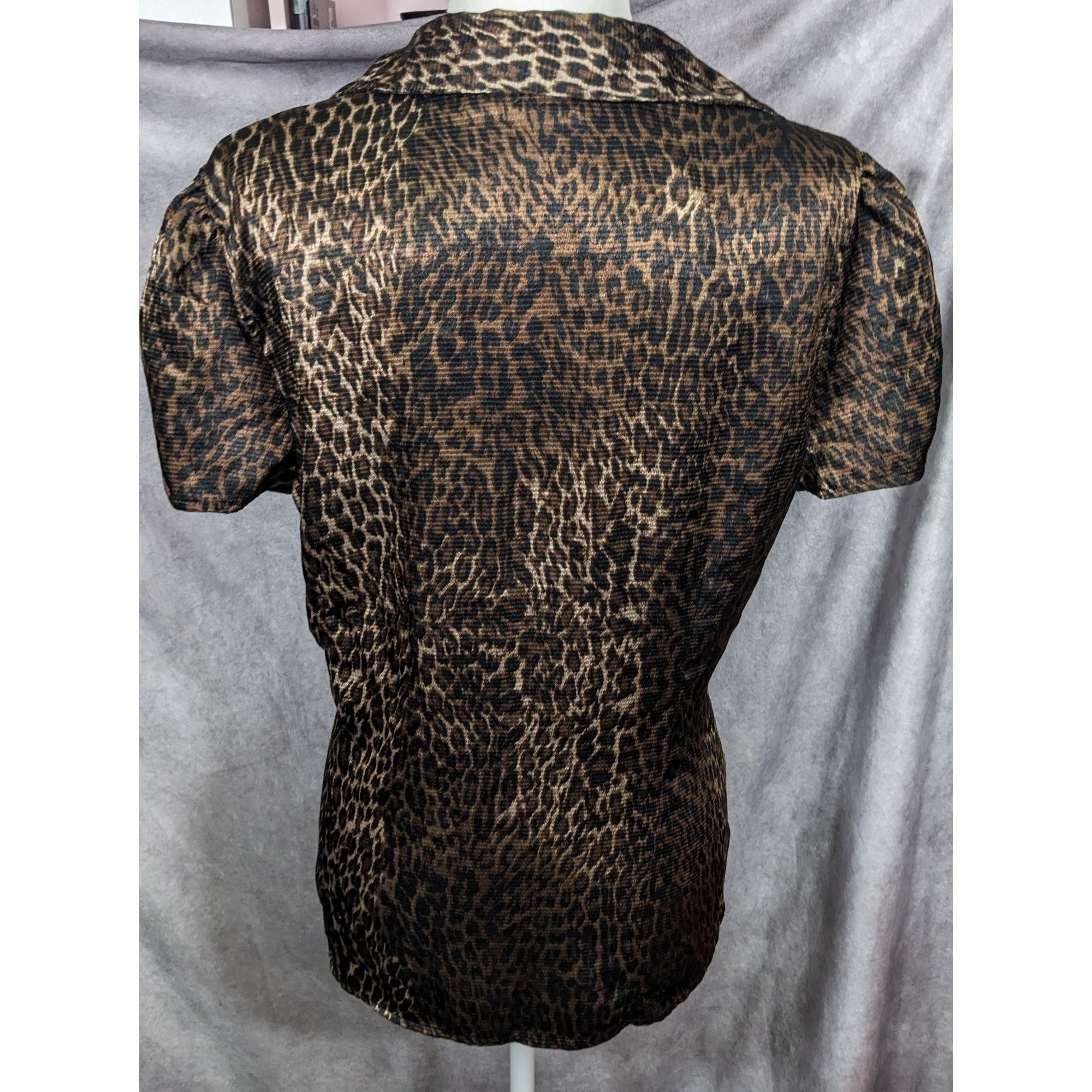 Apt. 9 Apt 9 Brown And Black Leopard Print Blouse Size XL / US 12-14 / IT 48-50 - 9 Thumbnail