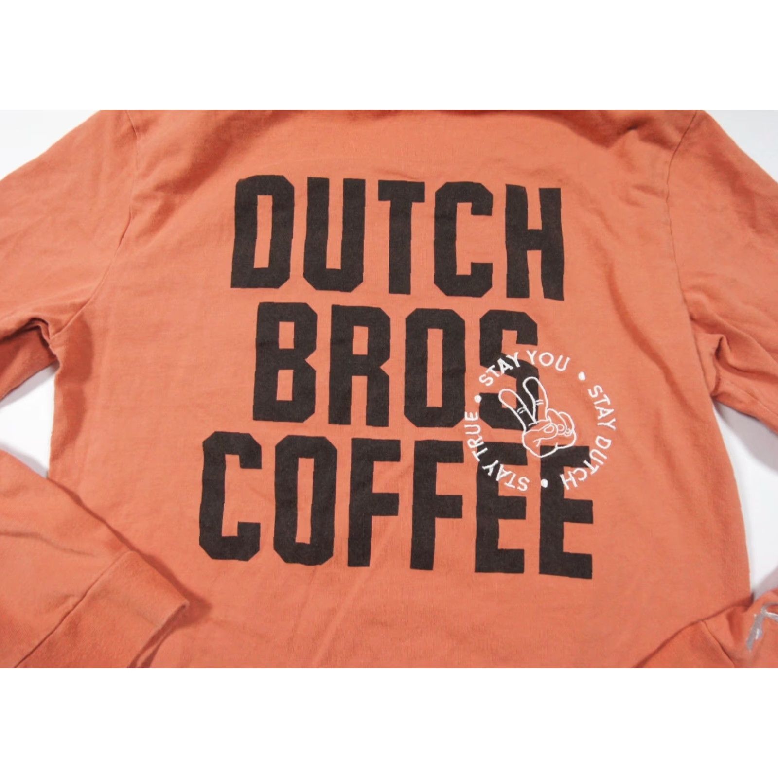 Vintage Dutch Bros Coffee Shirt Womens Medium Peach Long Sleeve Crewneck Ladies Tee Size M / US 6-8 / IT 42-44 - 2 Thumbnail