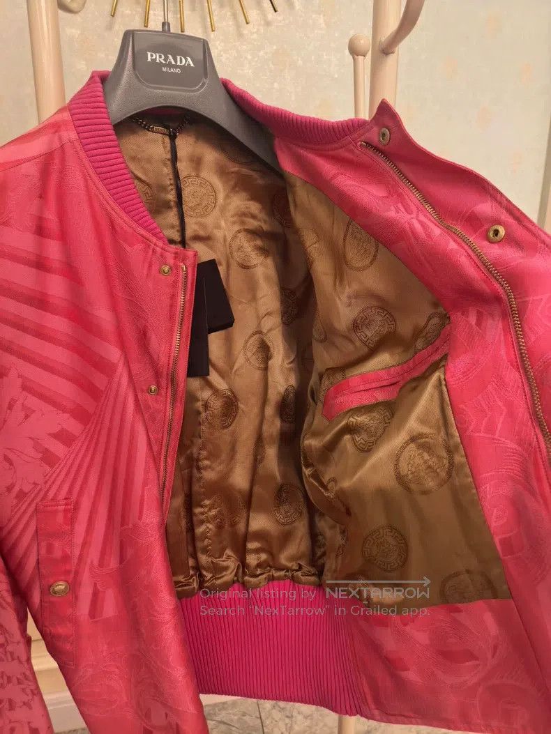 Versace Versace Jacket Pink embroidered men's jacket coat Size US L / EU 52-54 / 3 - 6 Thumbnail