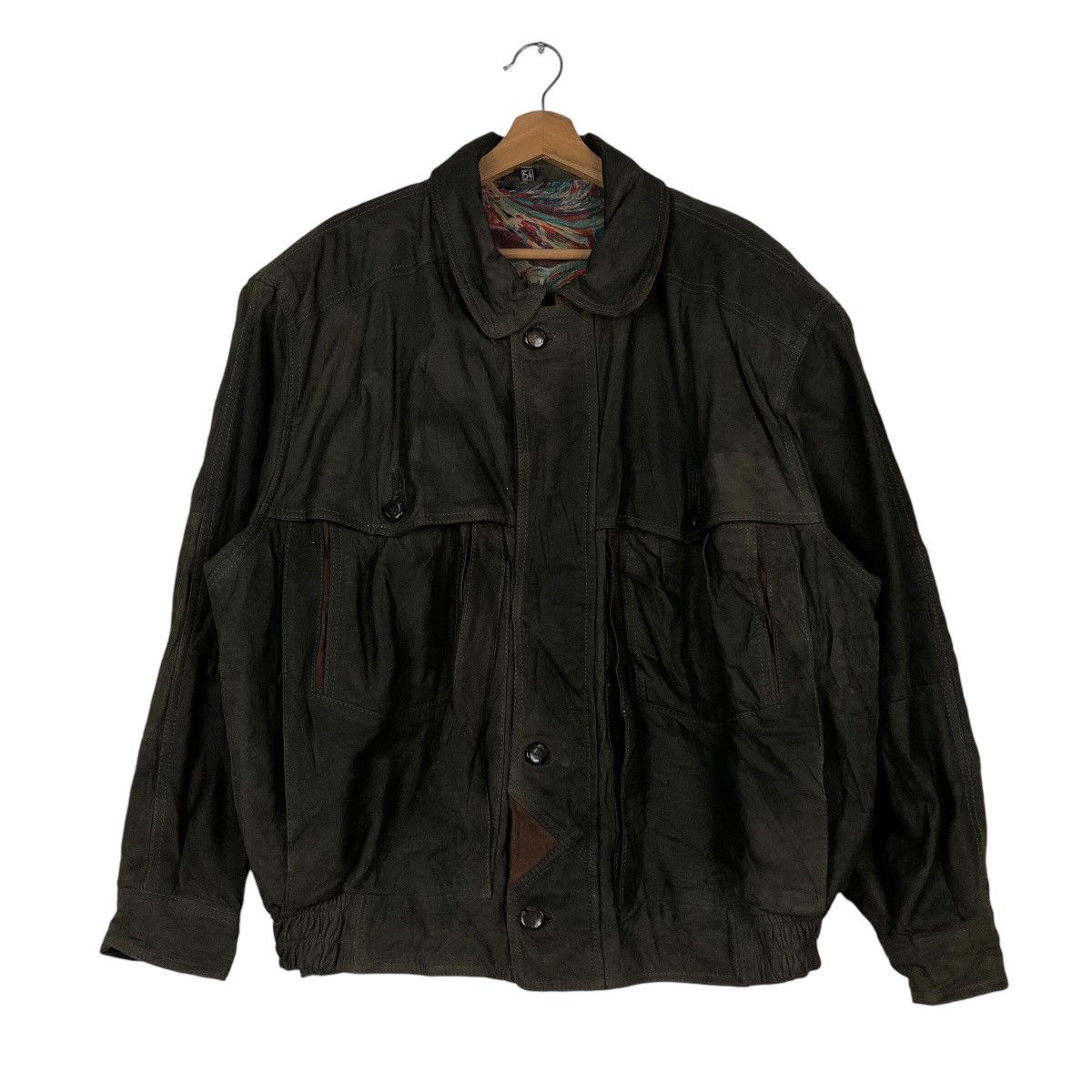 Japanese Brand × Vintage 📌Vintage Biker Bomber Leather Jacket Blanket Issey Miyake Size US L / EU 52-54 / 3 - 2 Thumbnail