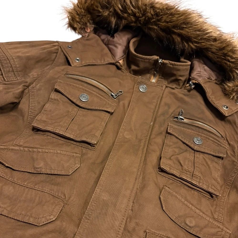In The Attic In The Attic brown fur hood brown tactical utility jacket Size US M / EU 48-50 / 2 - 5 Thumbnail