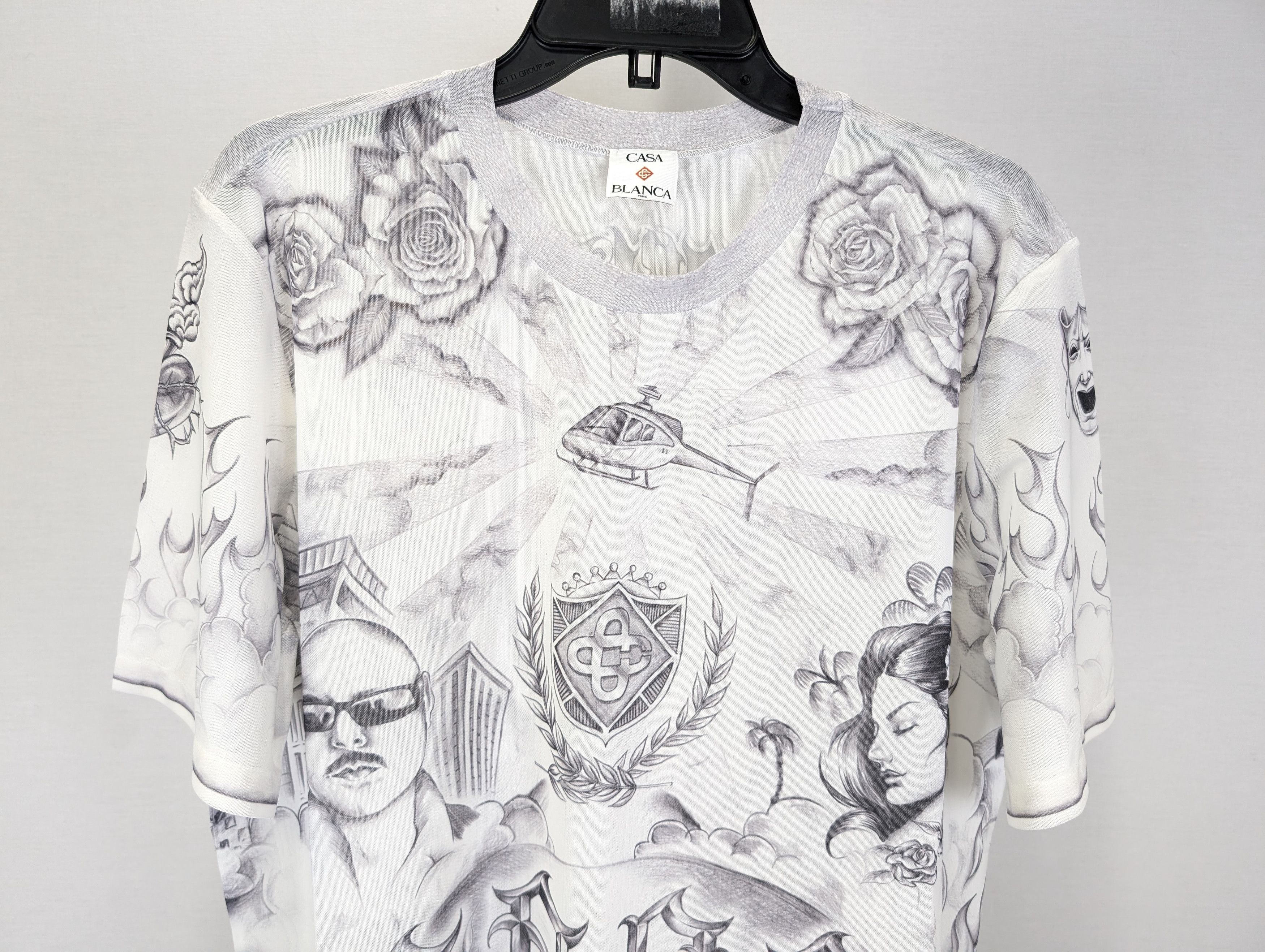 Casablanca o1rshd1 DUP / Printed Crewneck Short Sleeve Mesh Top Tattoo Size US XXL / EU 58 / 5 - 4 Thumbnail